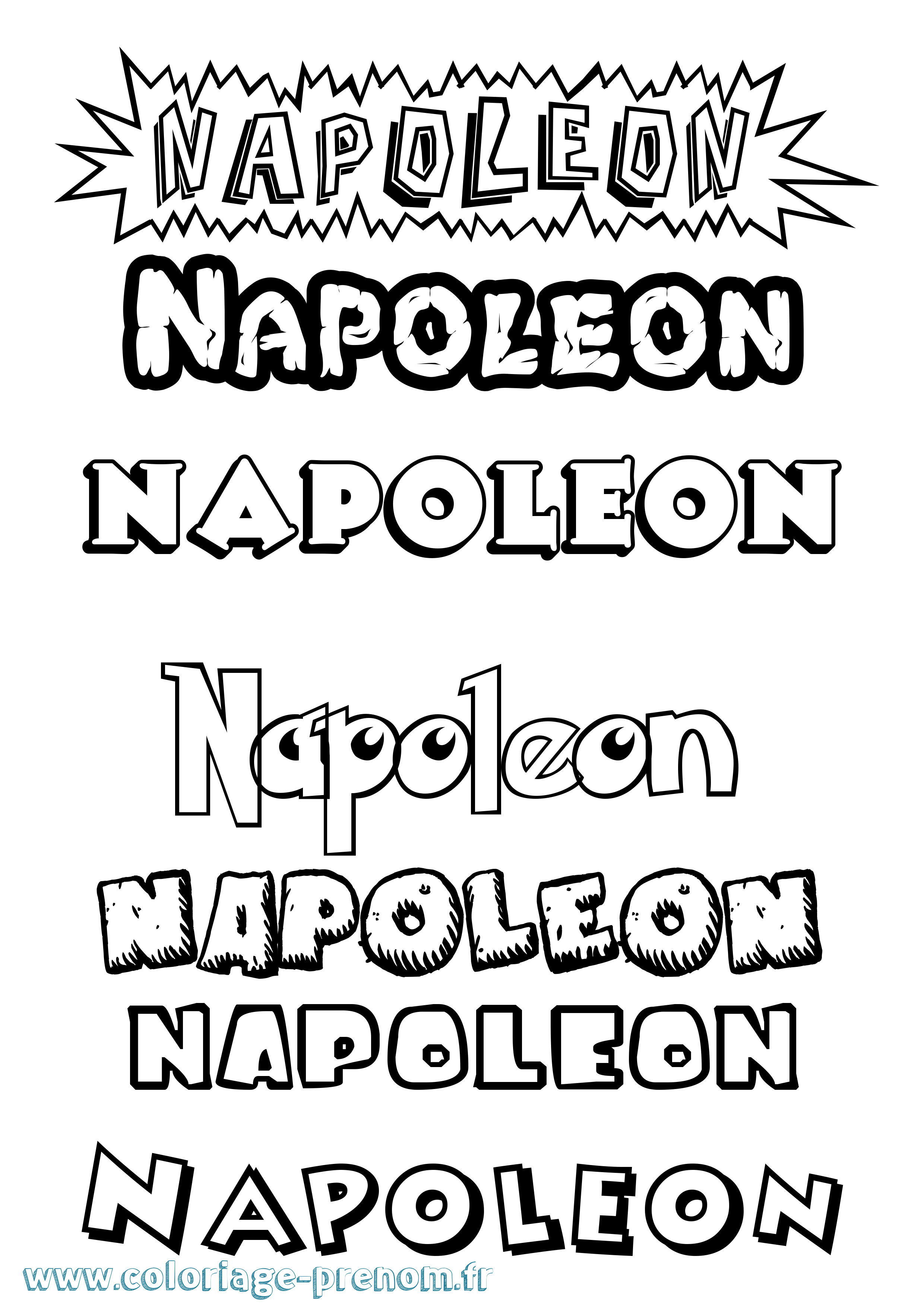 Coloriage prénom Napoleon Dessin Animé
