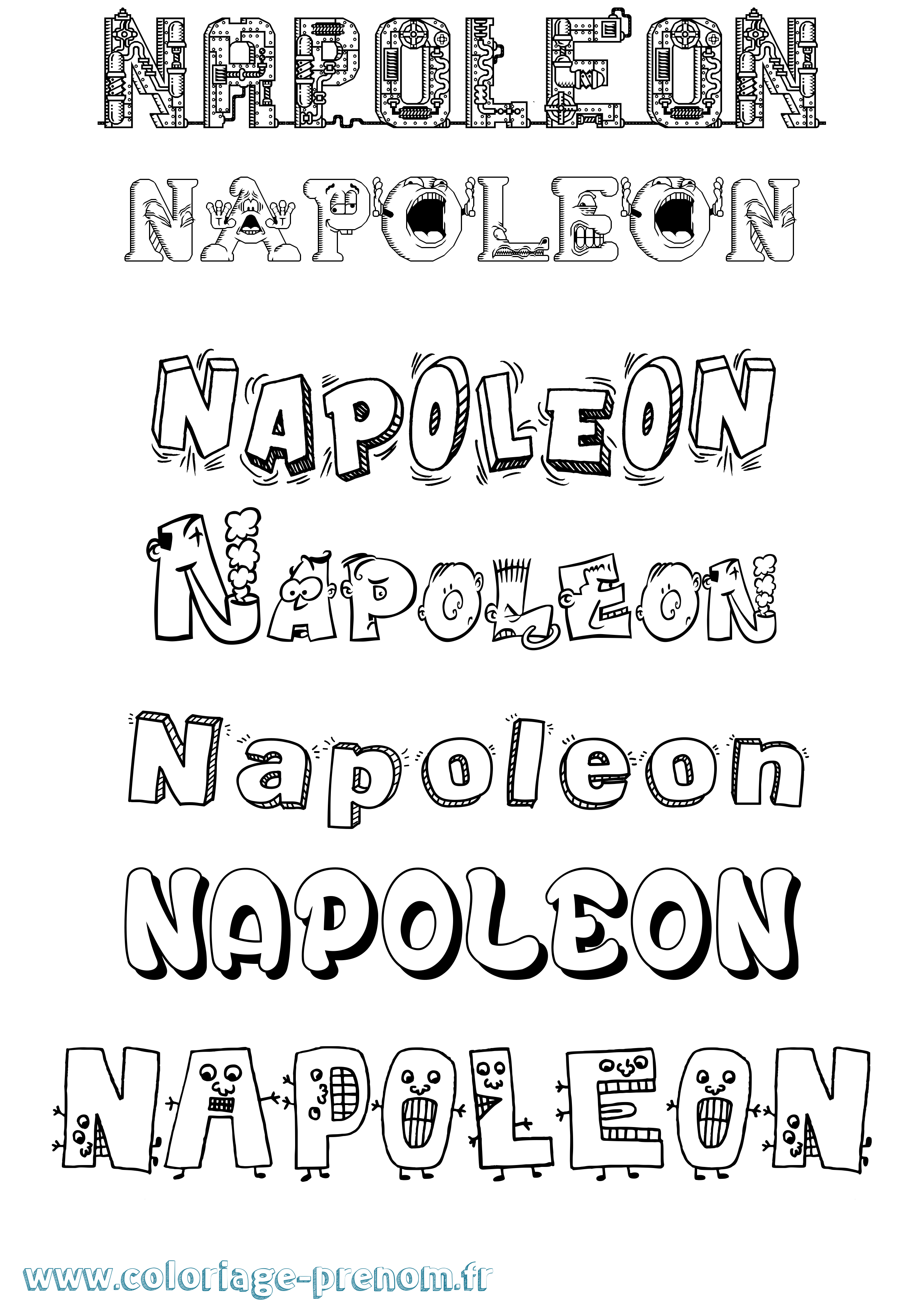 Coloriage prénom Napoleon Fun