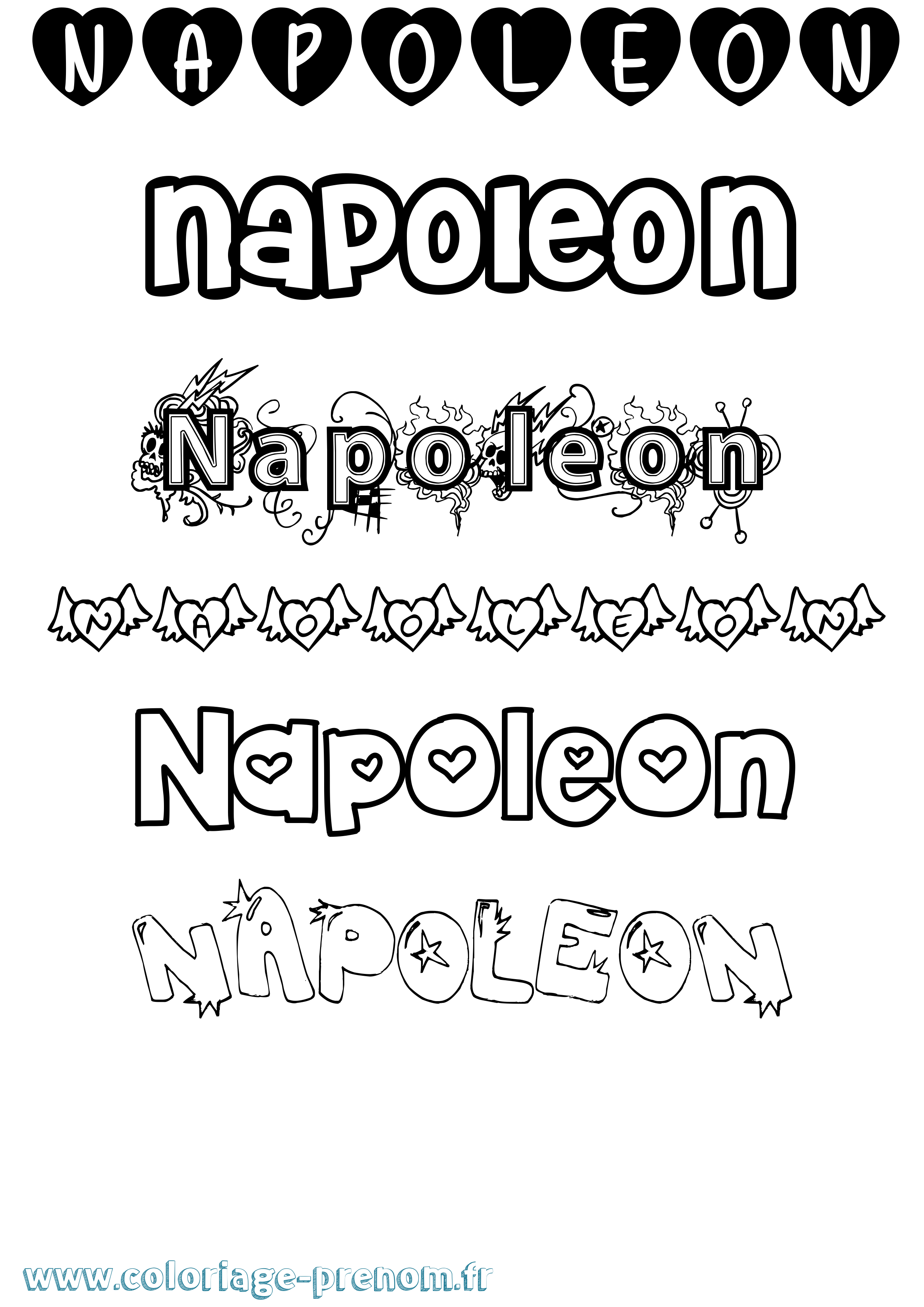 Coloriage prénom Napoleon Girly