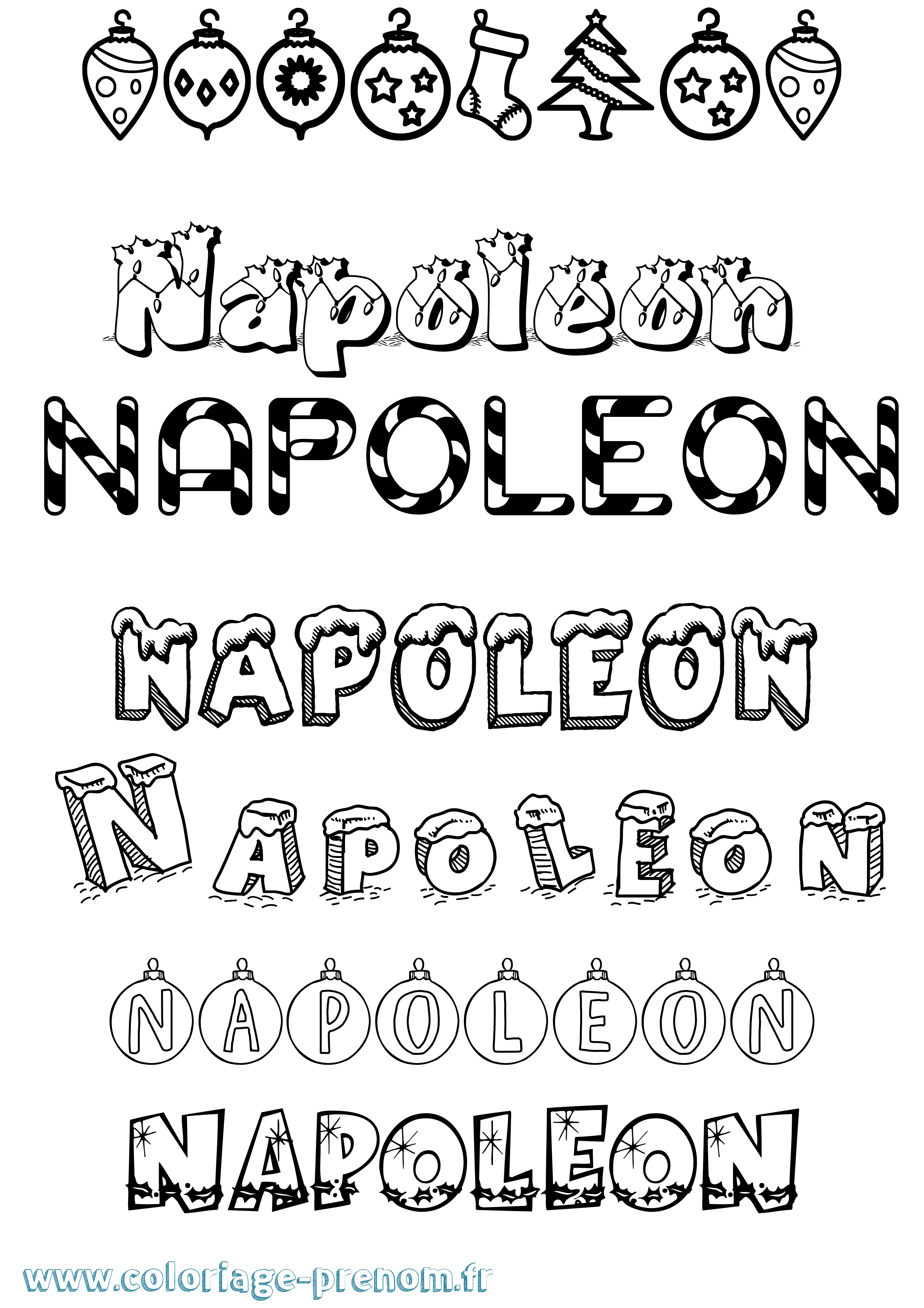 Coloriage prénom Napoleon Noël