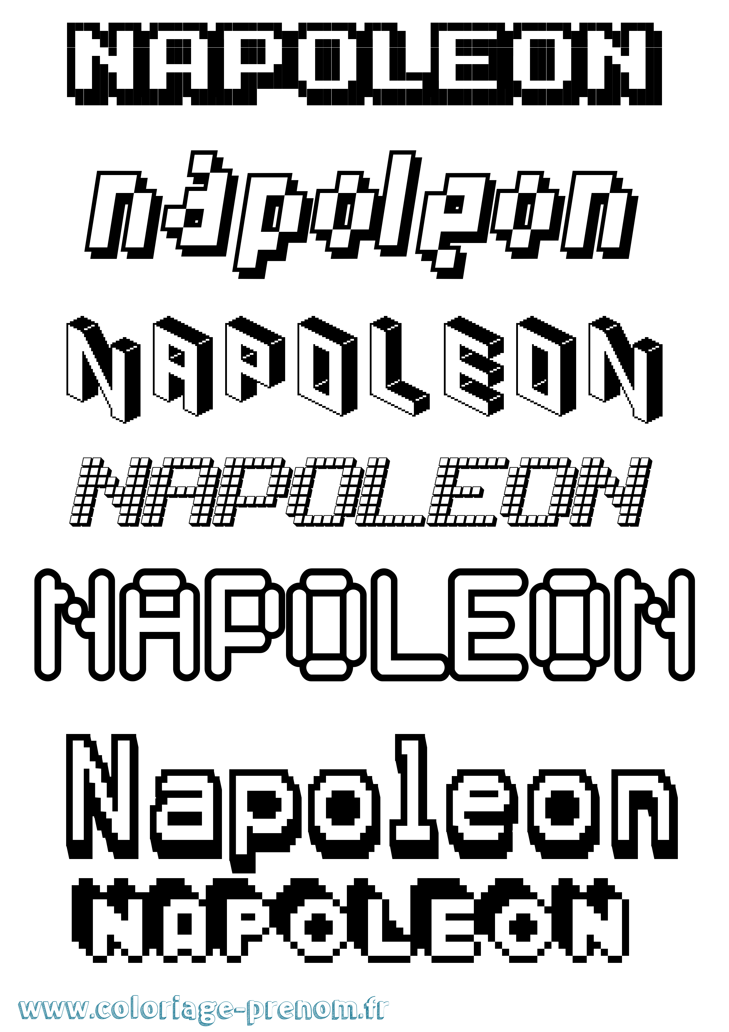 Coloriage prénom Napoleon Pixel
