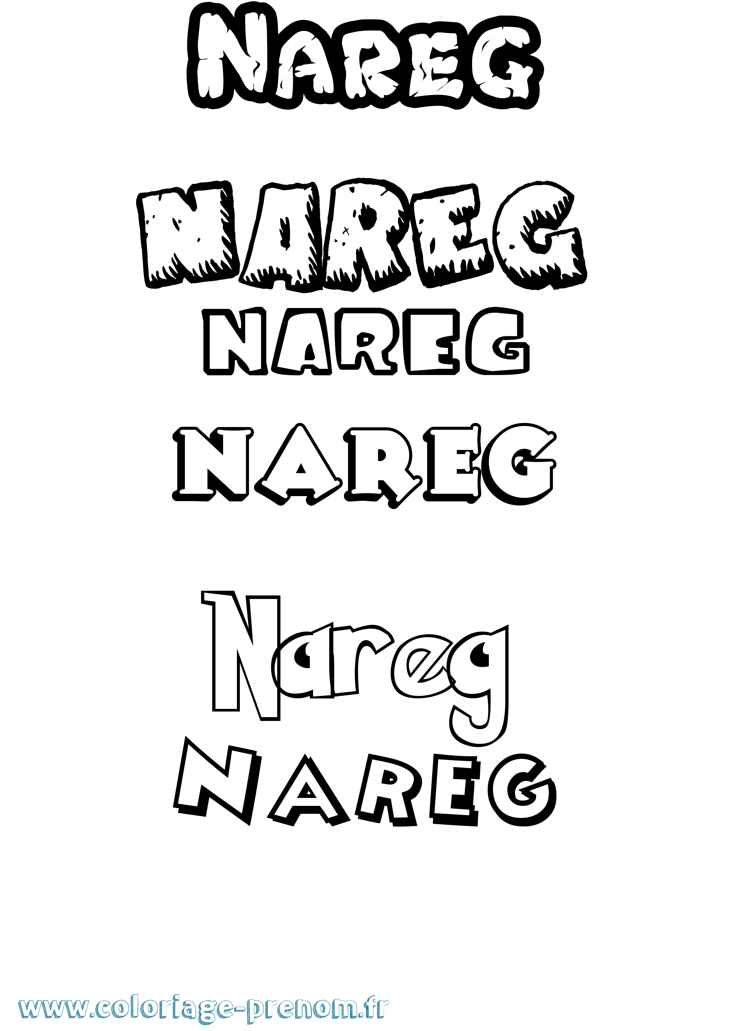 Coloriage prénom Nareg Dessin Animé
