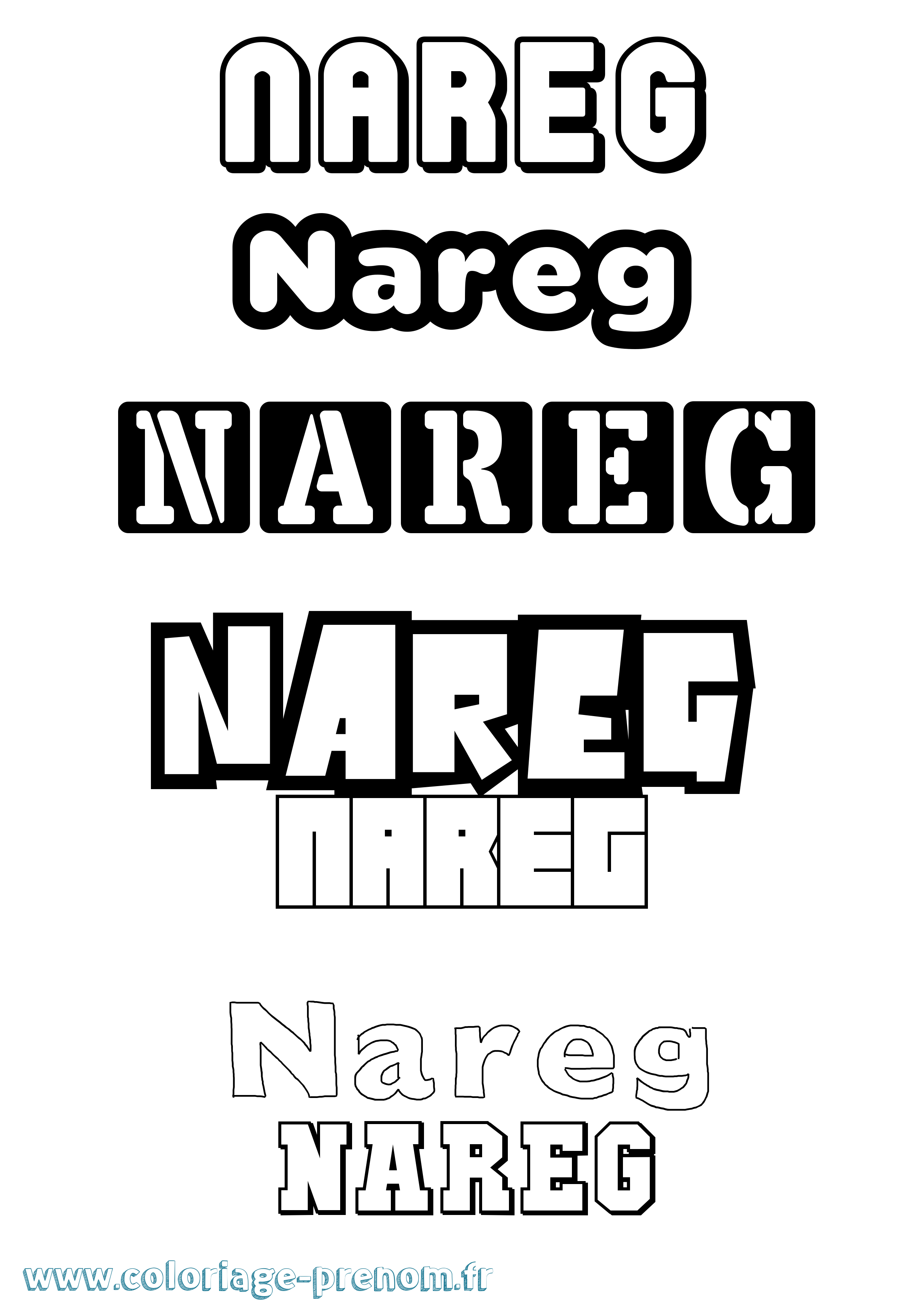 Coloriage prénom Nareg Simple