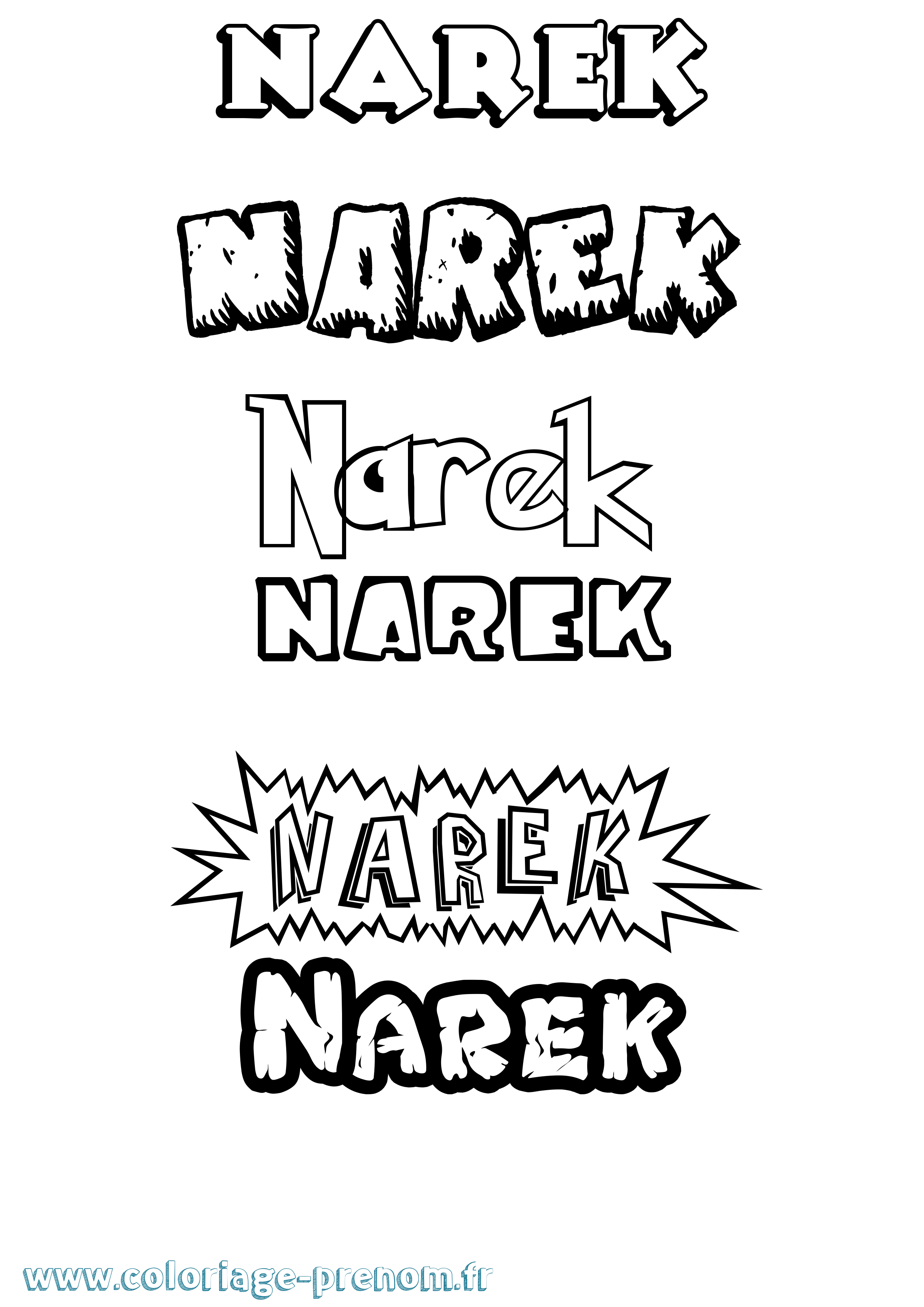 Coloriage prénom Narek Dessin Animé