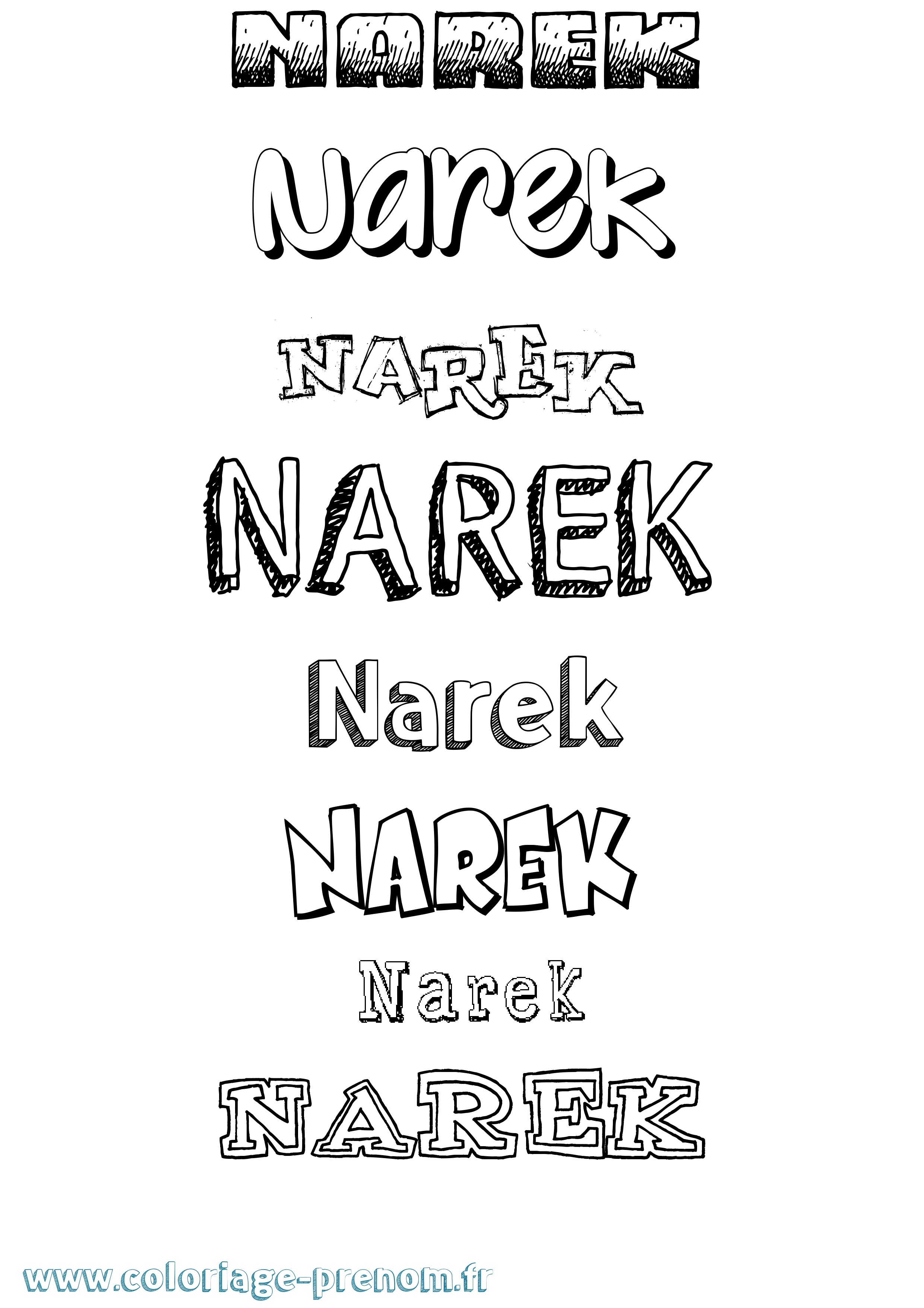 Coloriage prénom Narek Dessiné