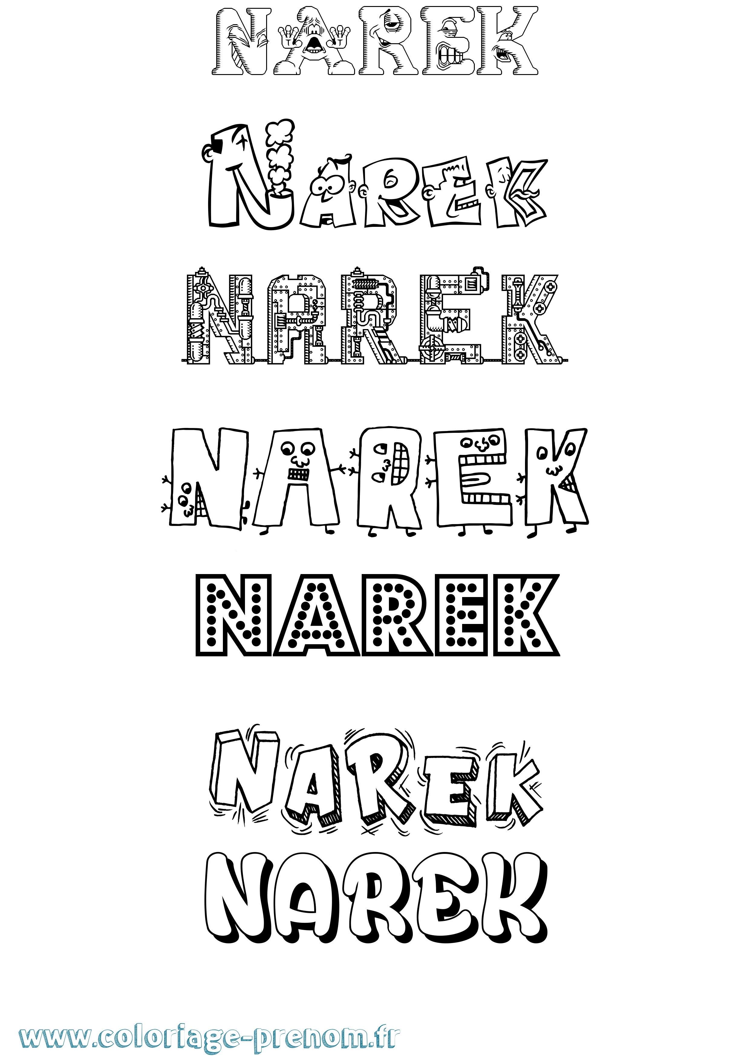 Coloriage prénom Narek Fun