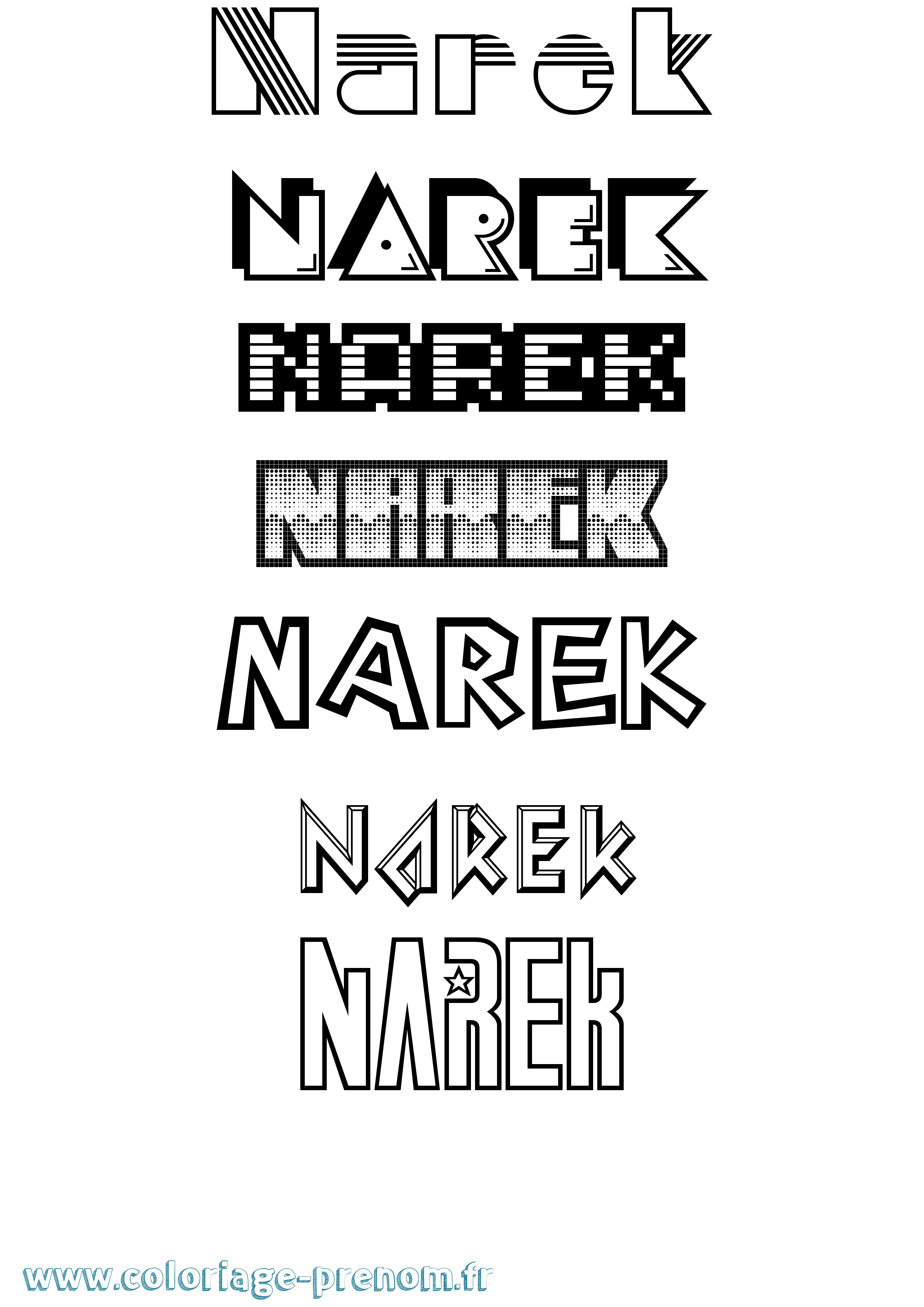 Coloriage prénom Narek Jeux Vidéos