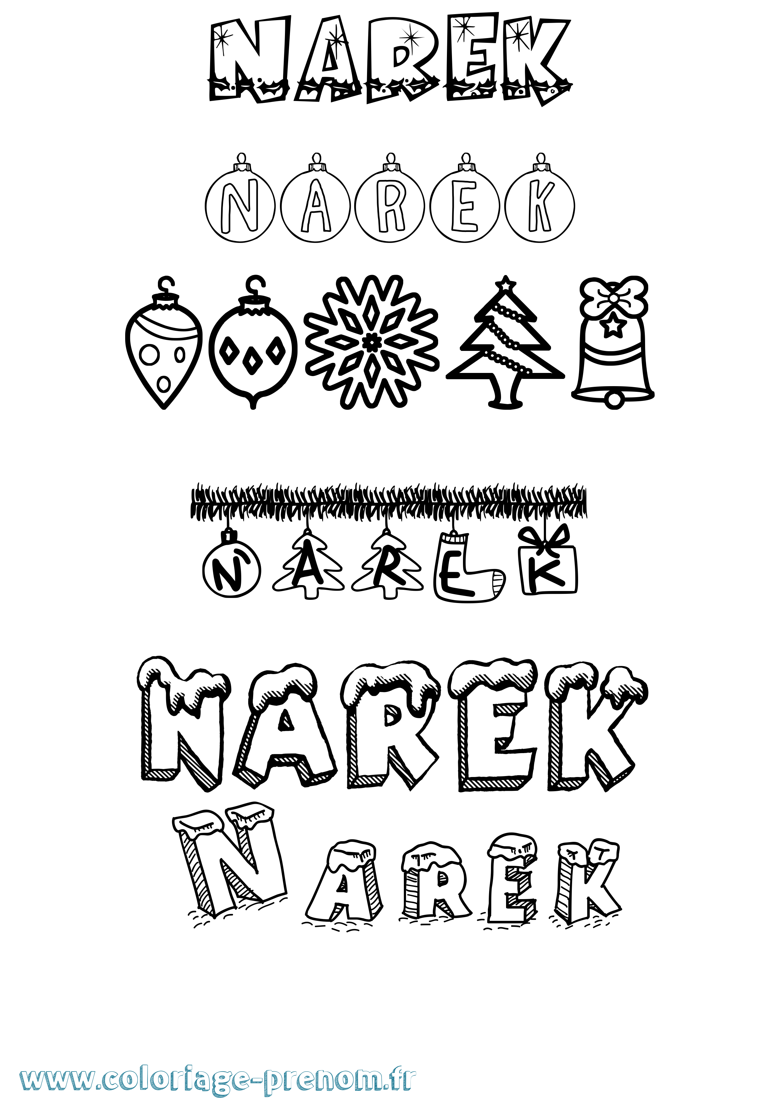 Coloriage prénom Narek Noël