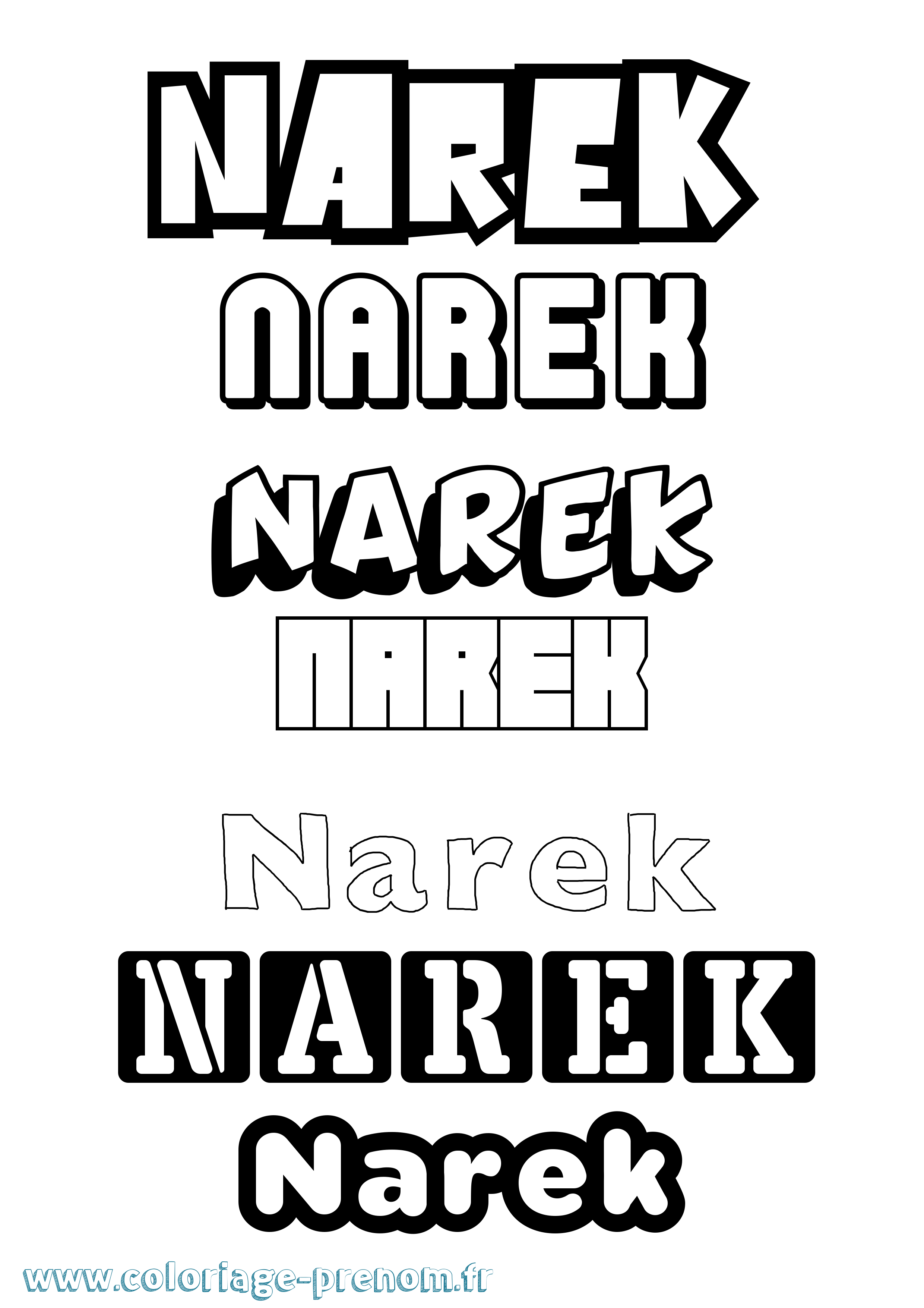 Coloriage prénom Narek Simple