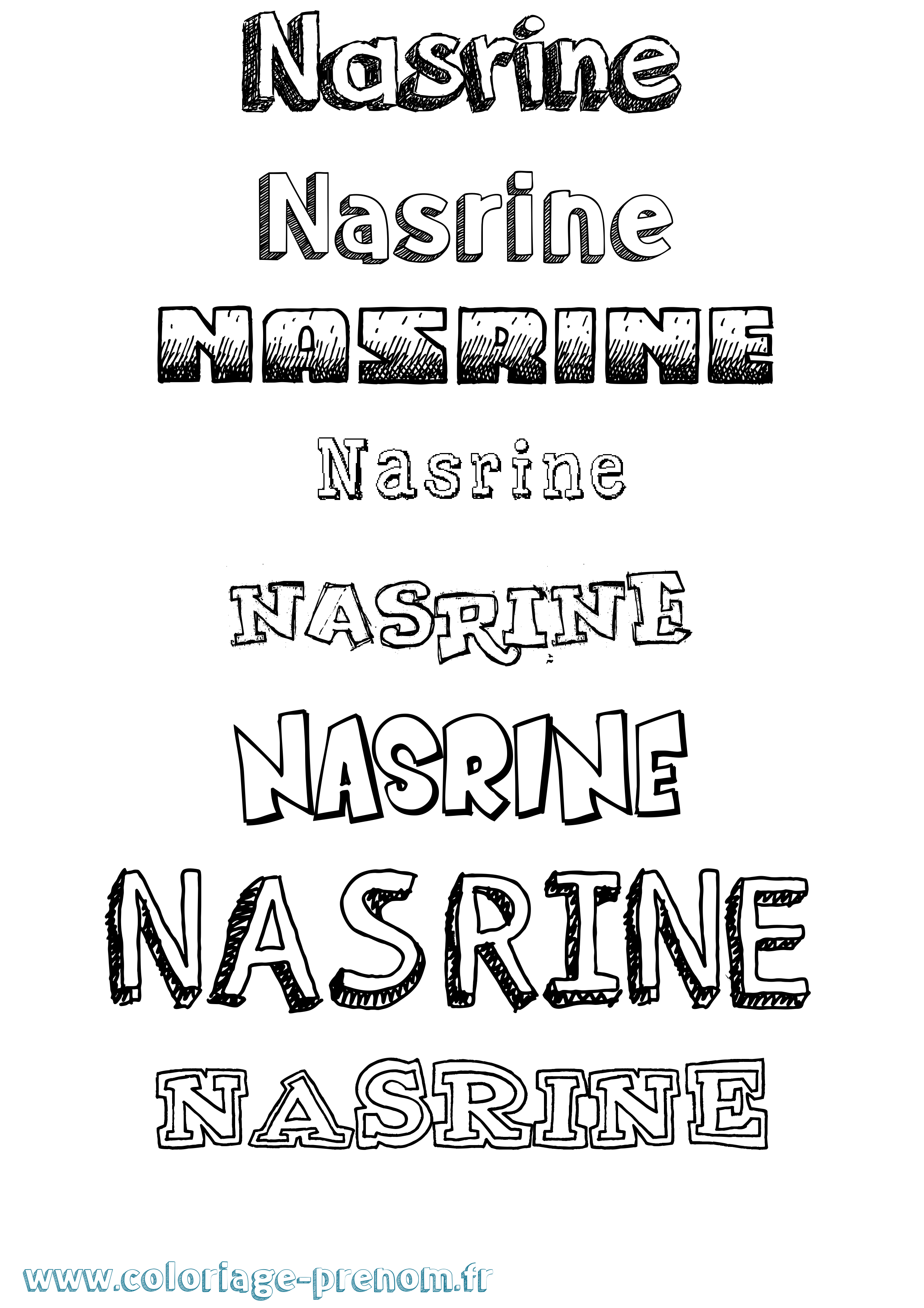 Coloriage prénom Nasrine Dessiné
