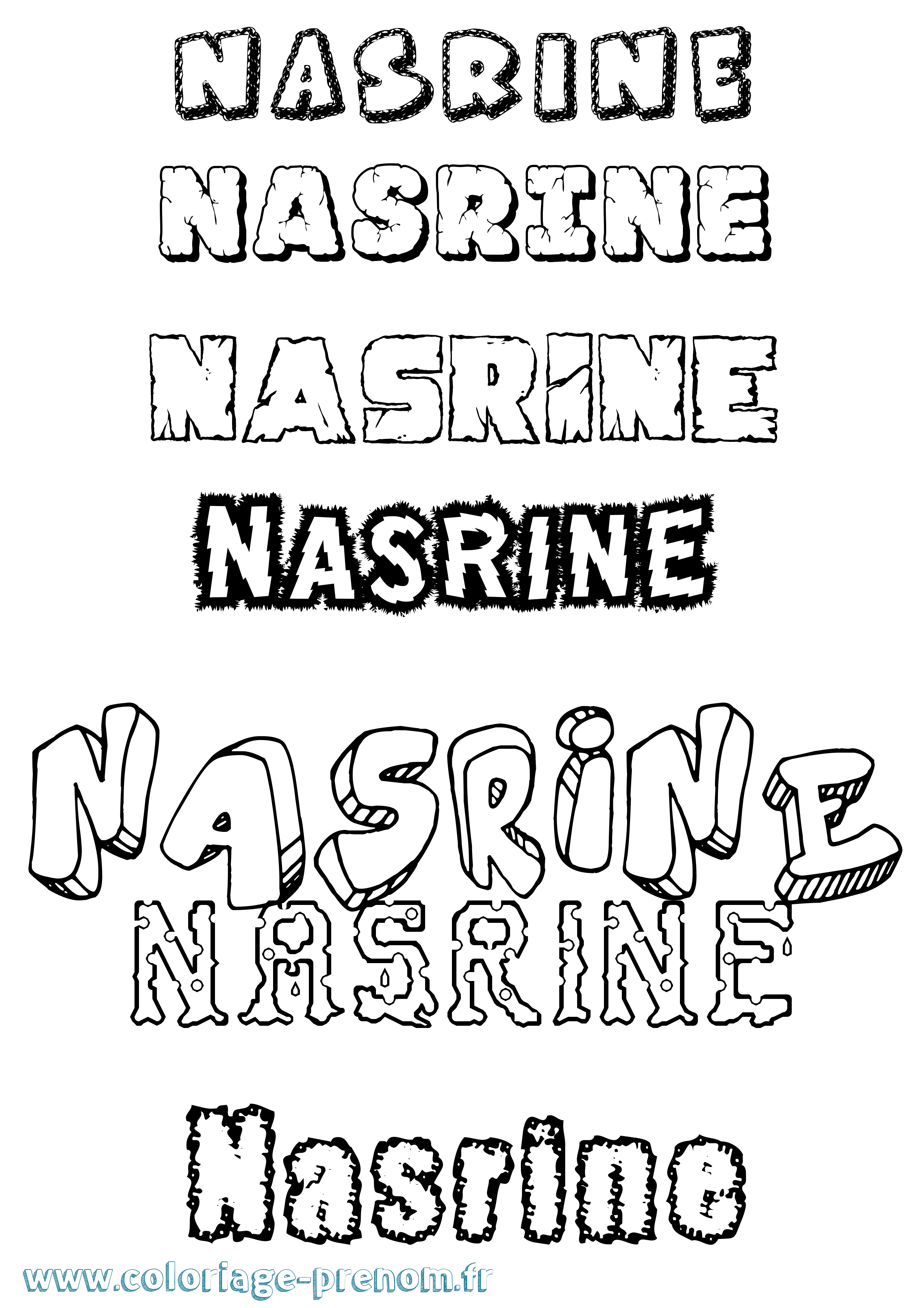 Coloriage prénom Nasrine Destructuré