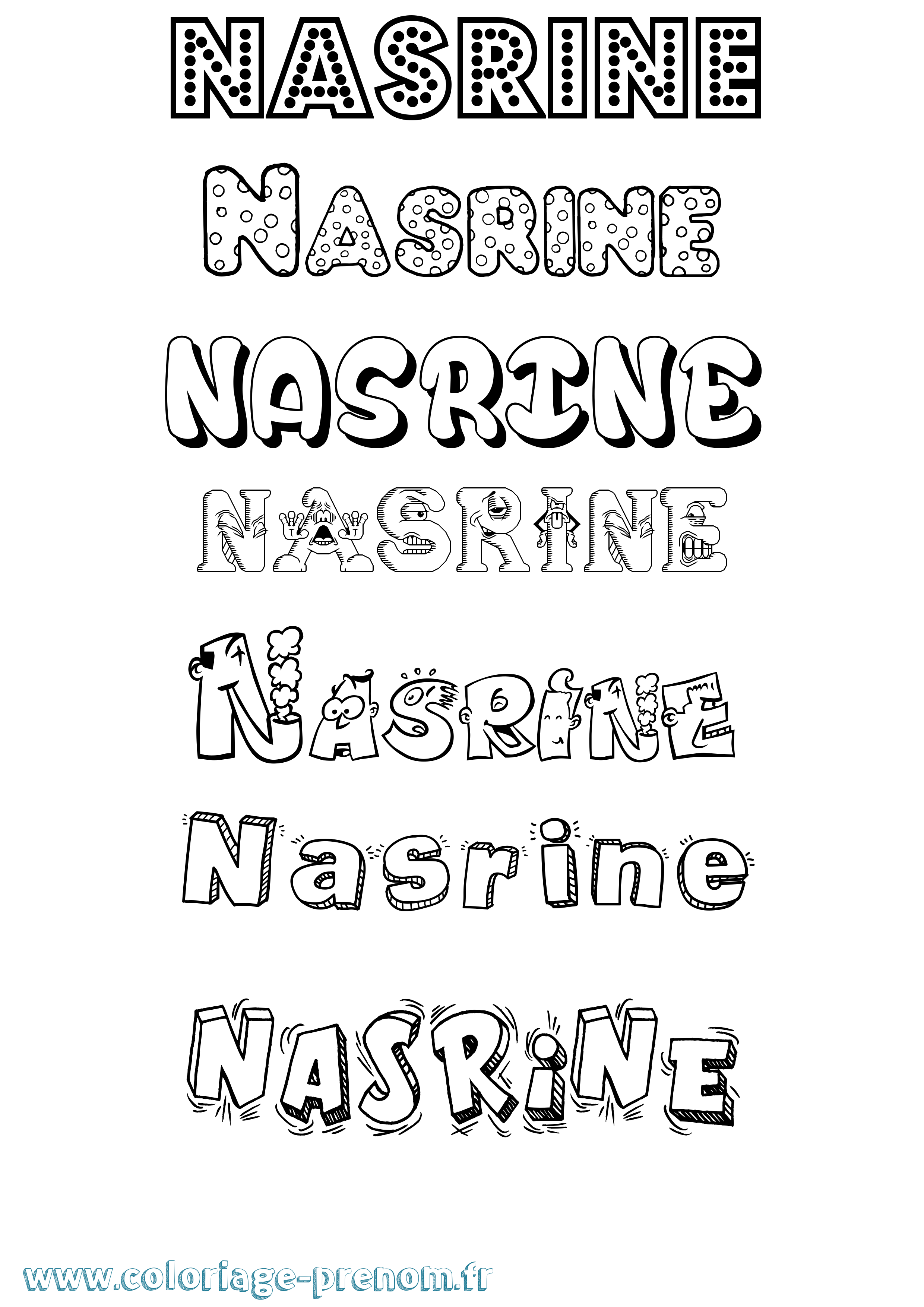 Coloriage prénom Nasrine Fun