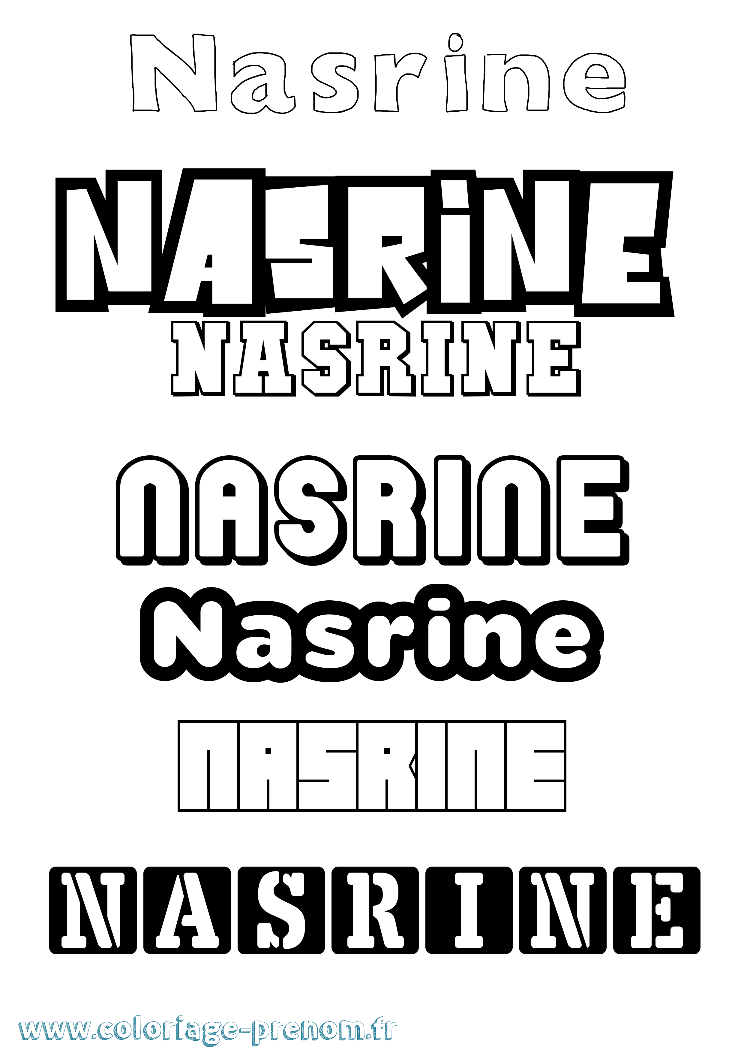 Coloriage prénom Nasrine Simple