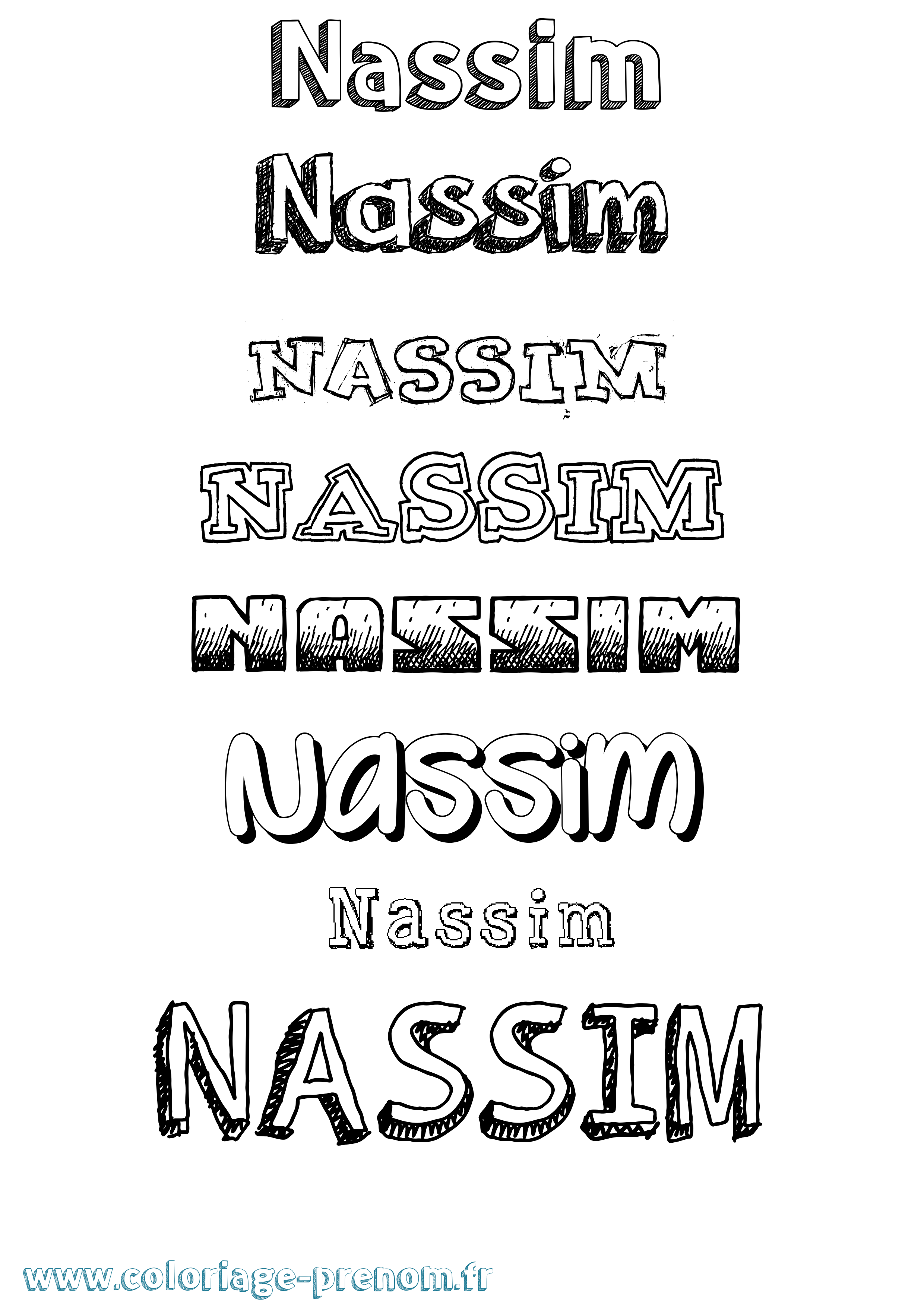 Coloriage prénom Nassim Dessiné