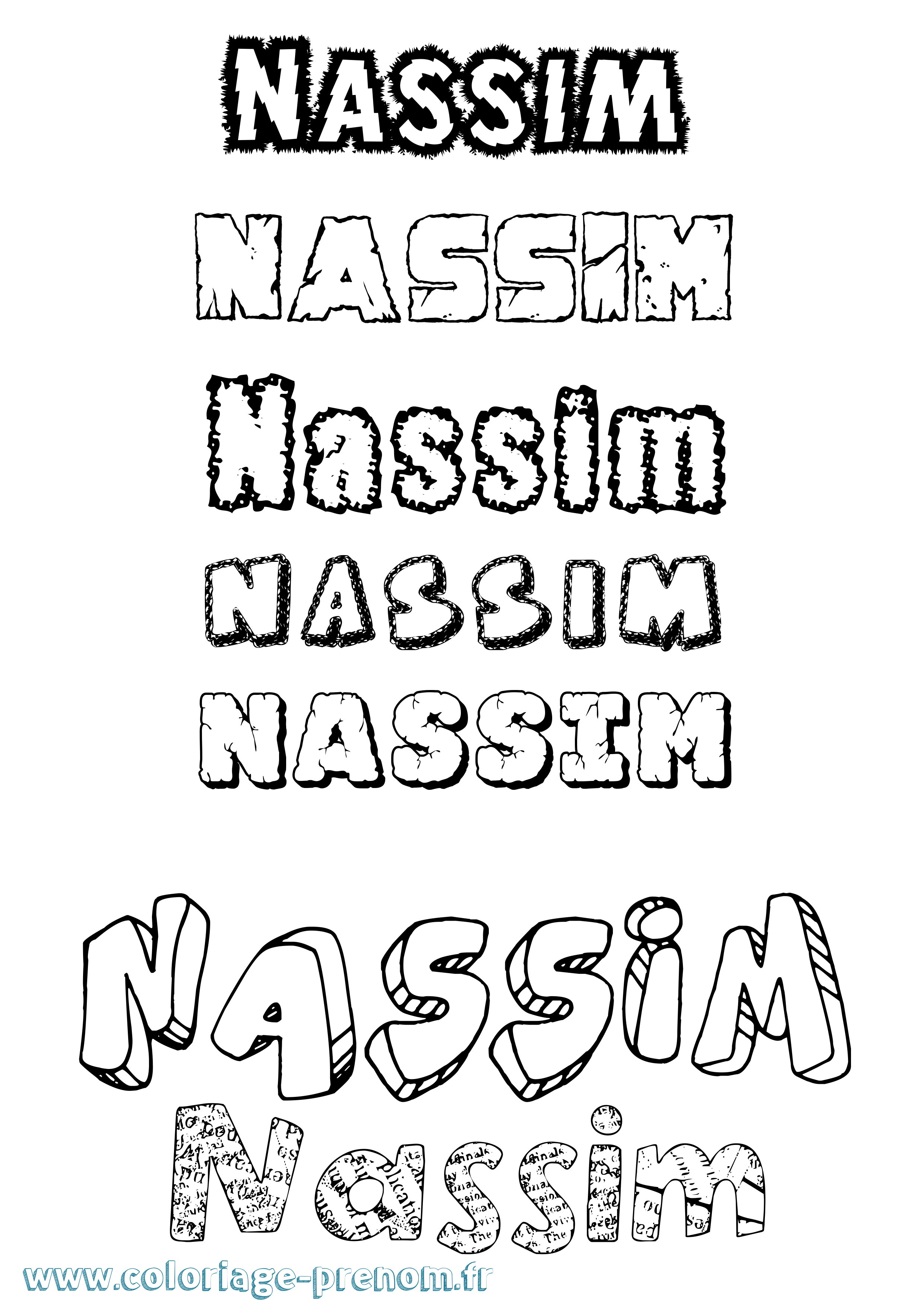 Coloriage prénom Nassim Destructuré