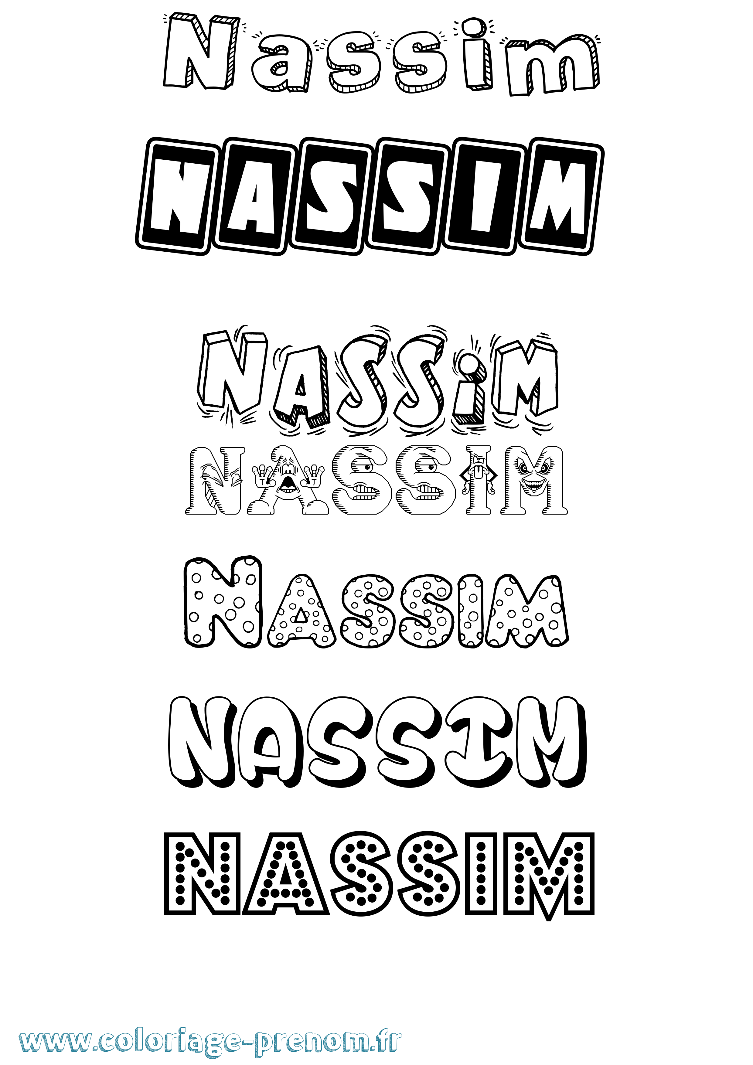 Coloriage prénom Nassim Fun