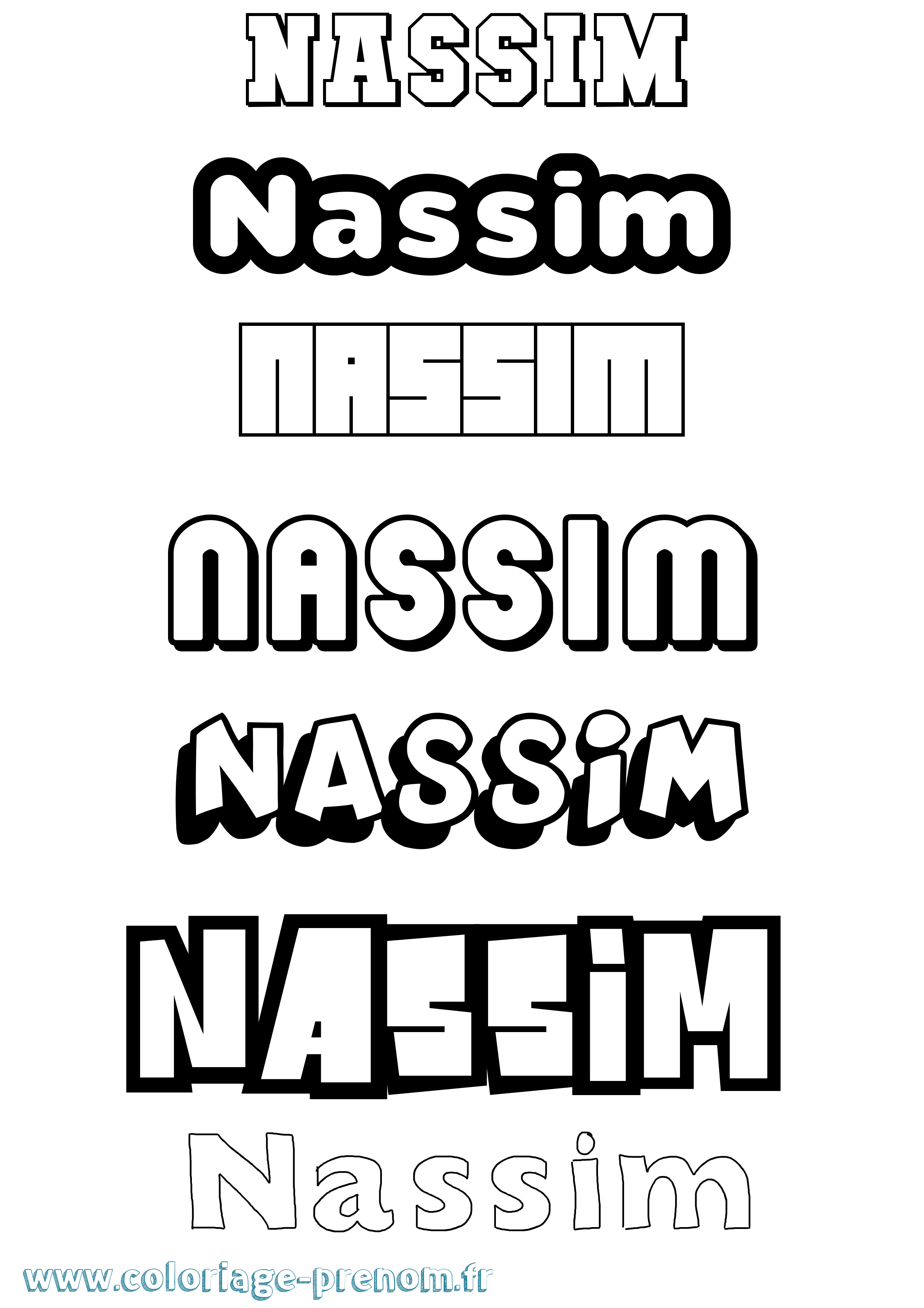Coloriage prénom Nassim Simple