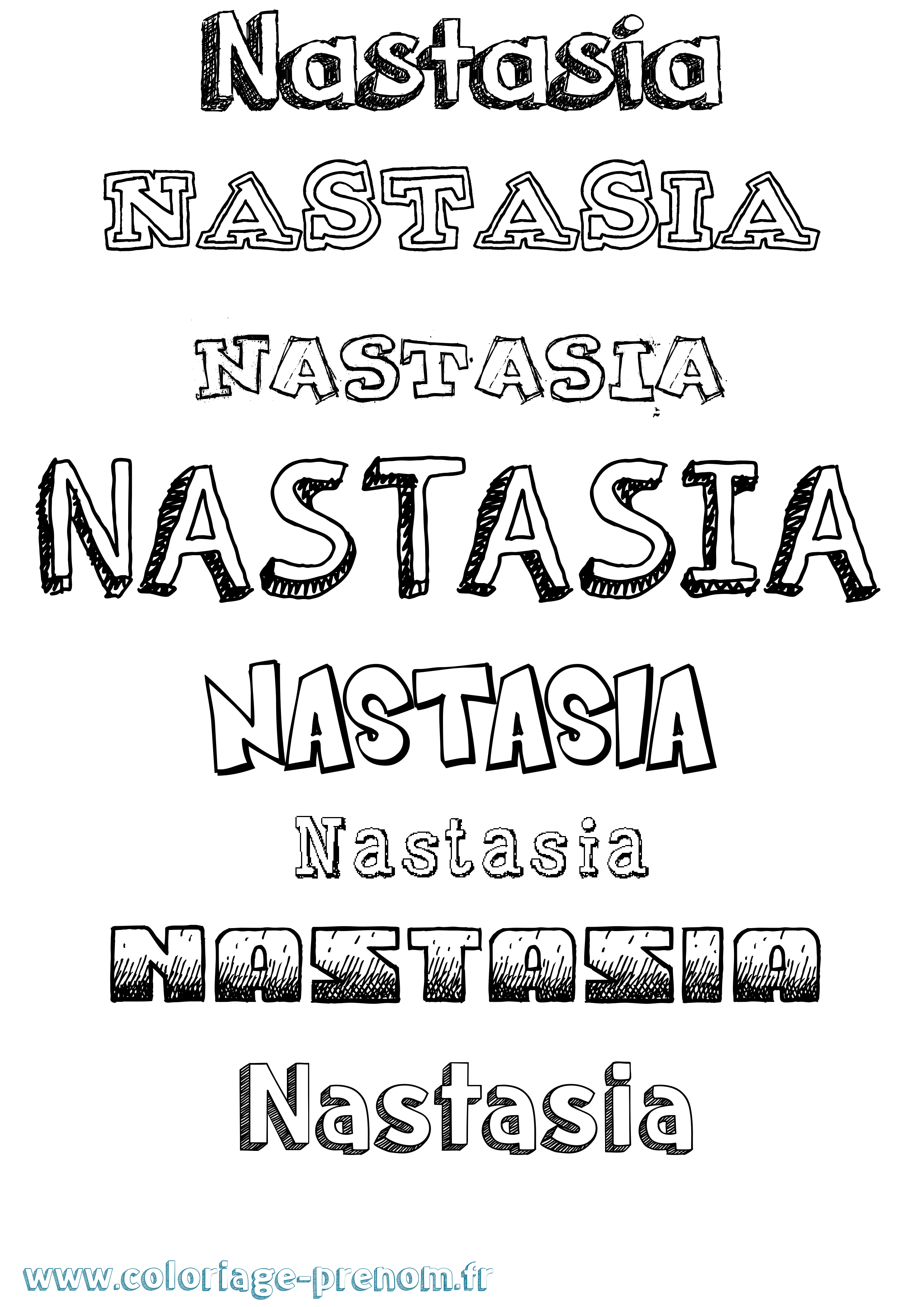 Coloriage prénom Nastasia Dessiné