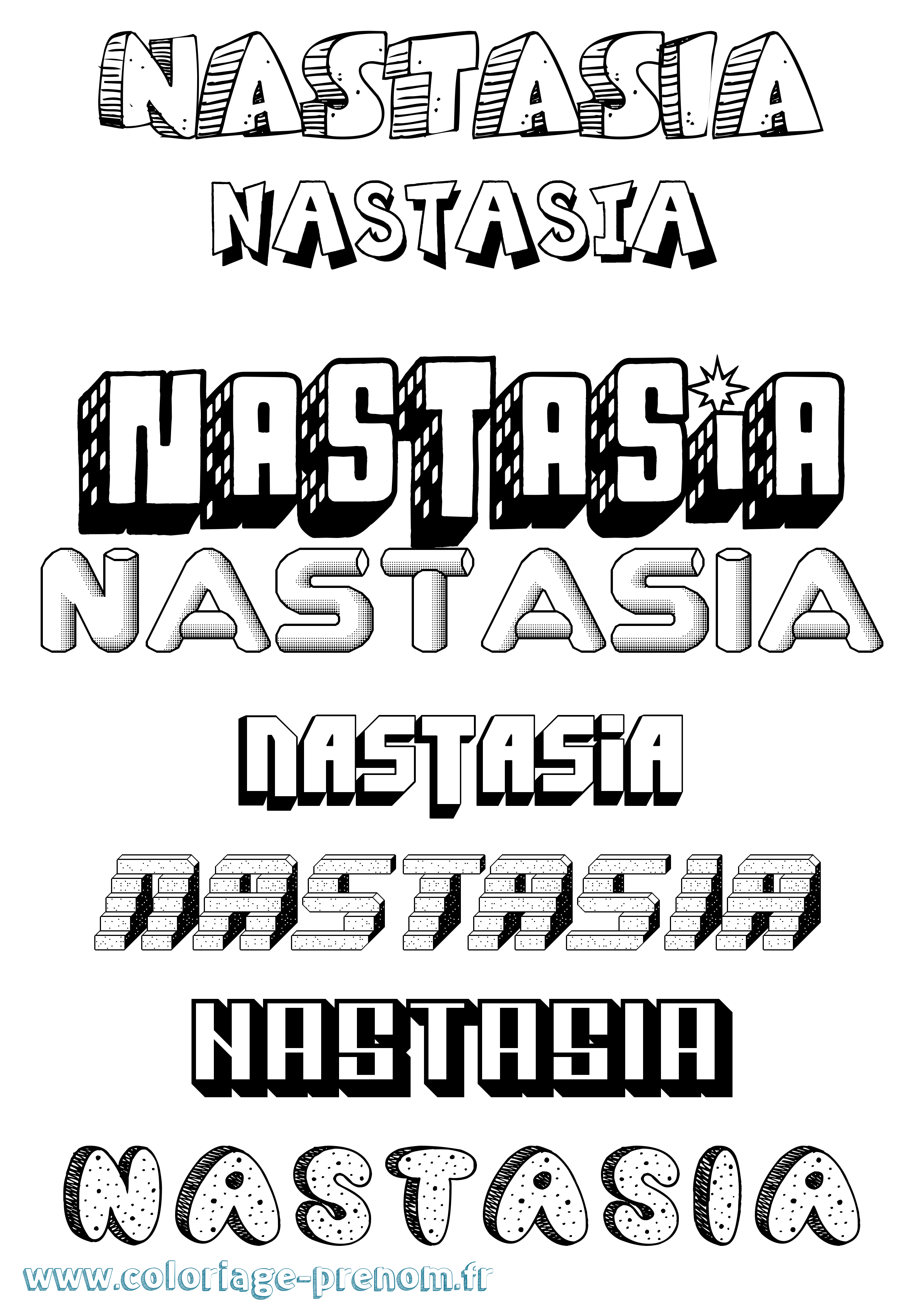Coloriage prénom Nastasia Effet 3D