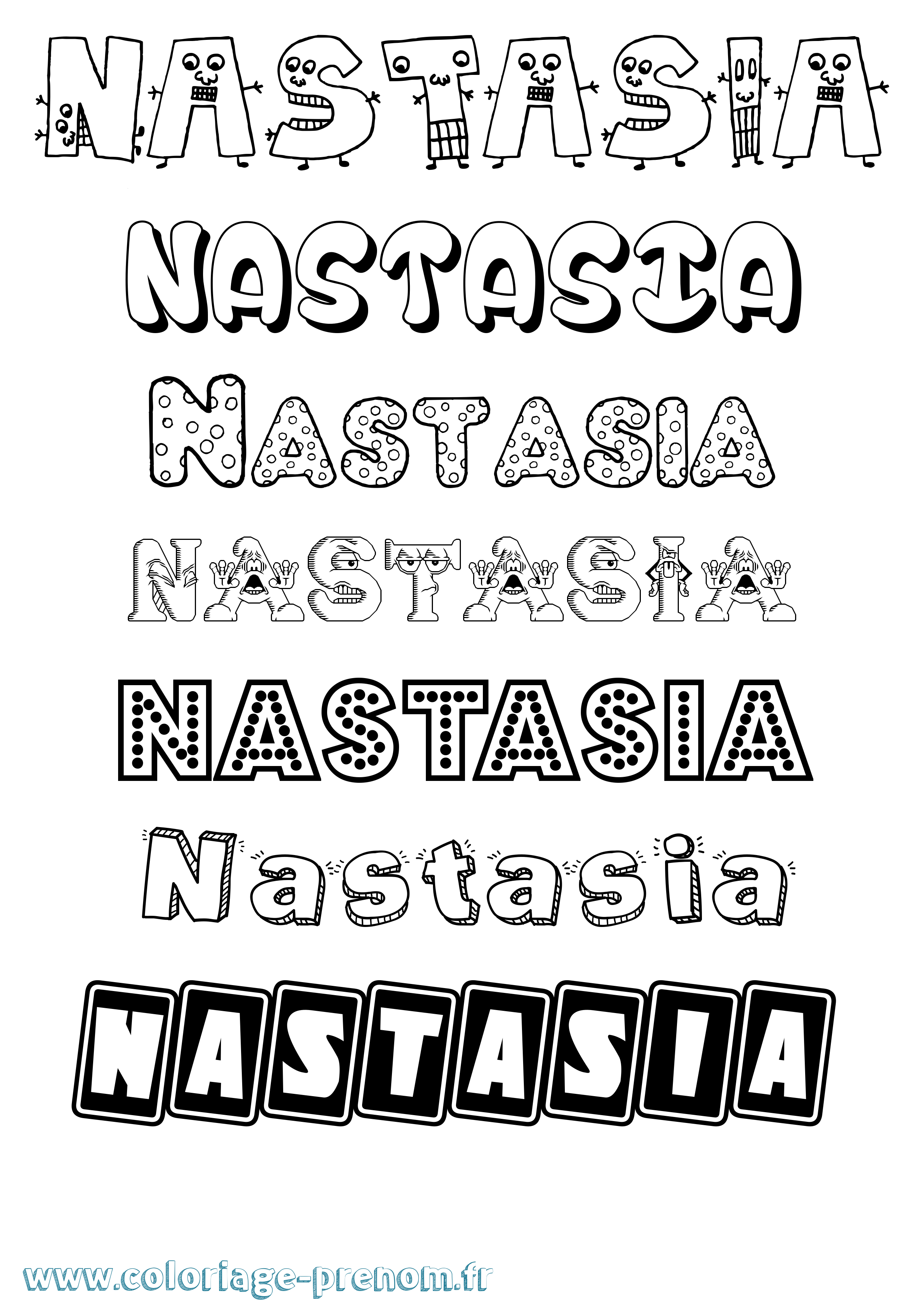 Coloriage prénom Nastasia Fun