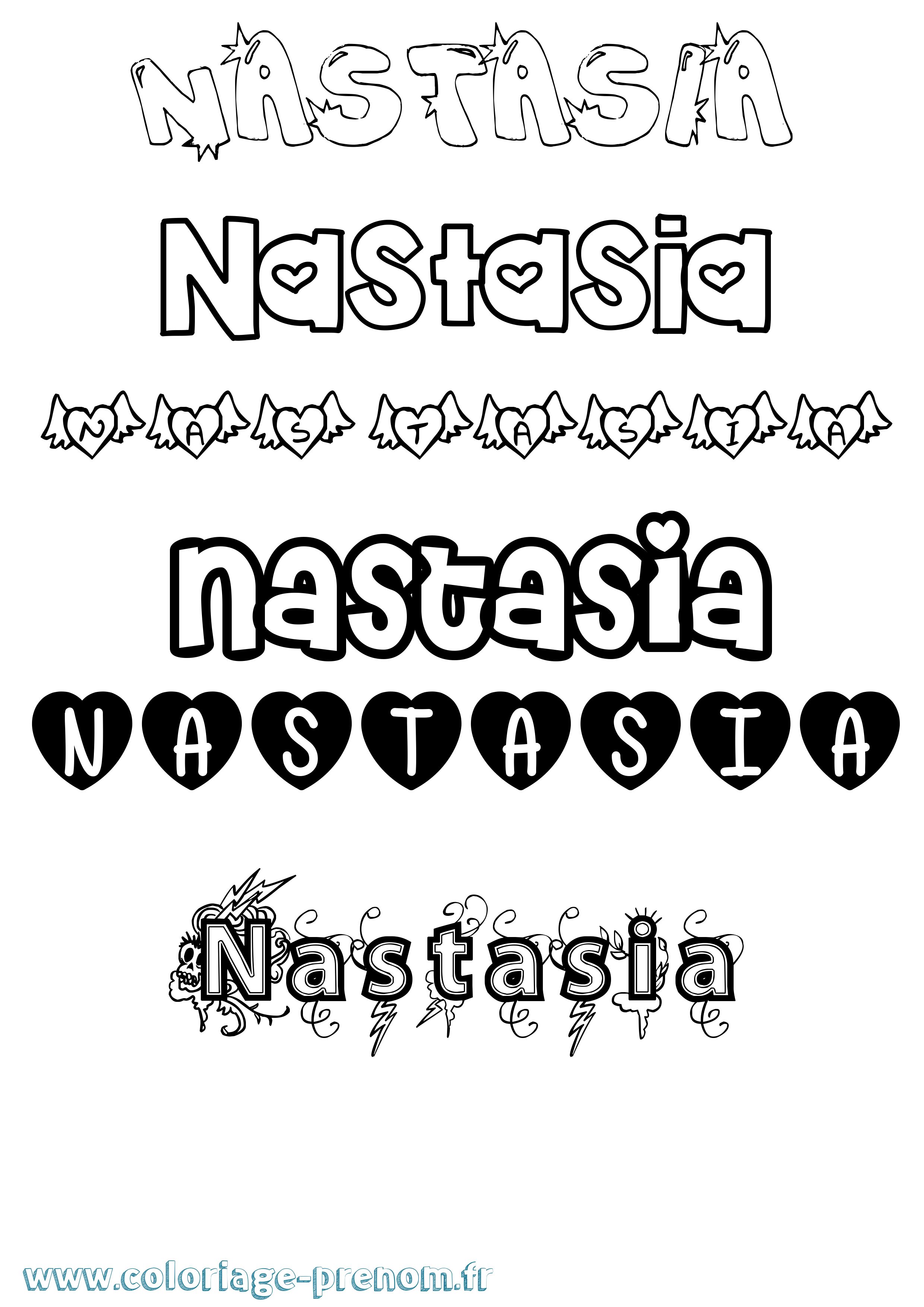 Coloriage prénom Nastasia Girly