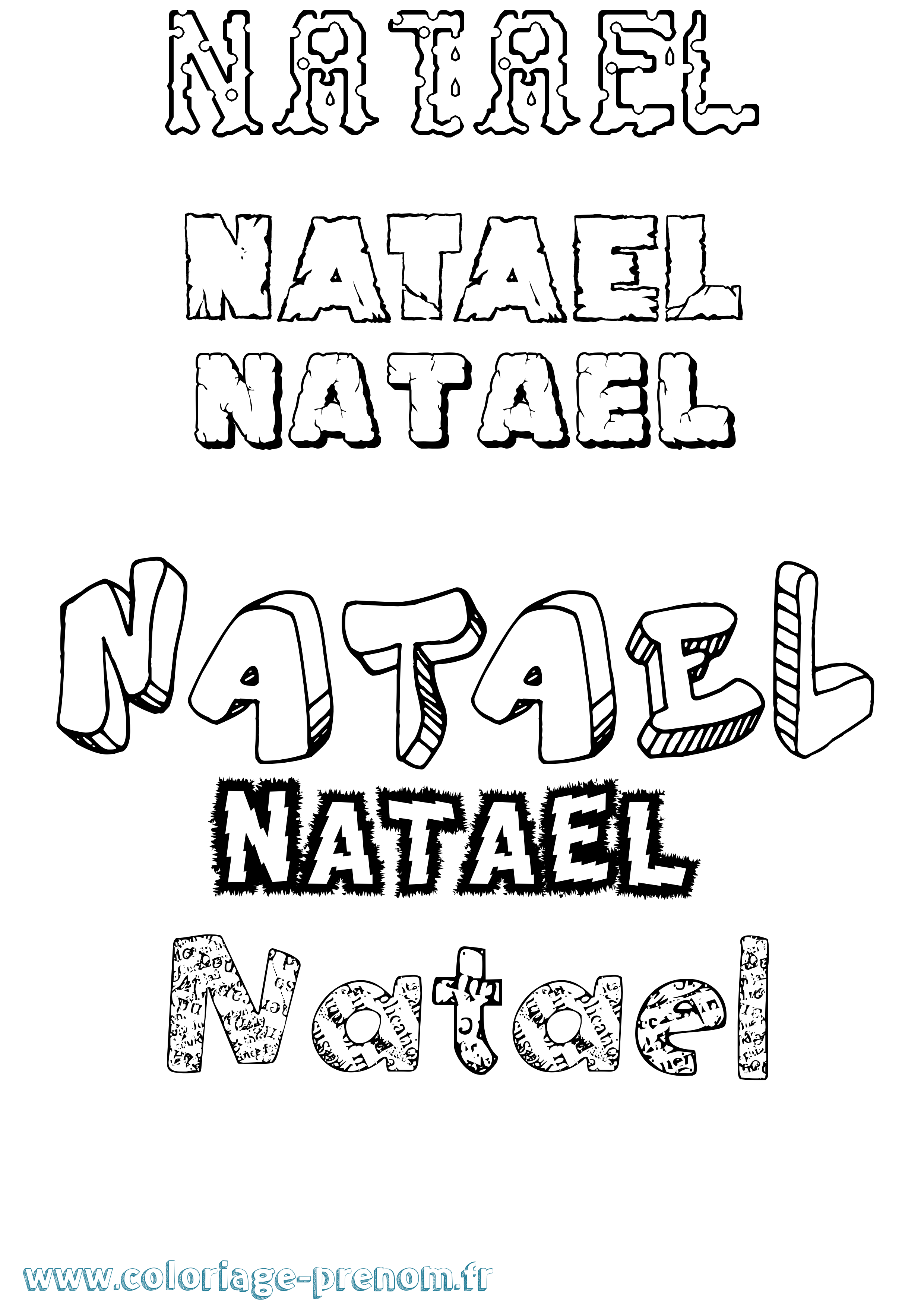 Coloriage prénom Natael Destructuré