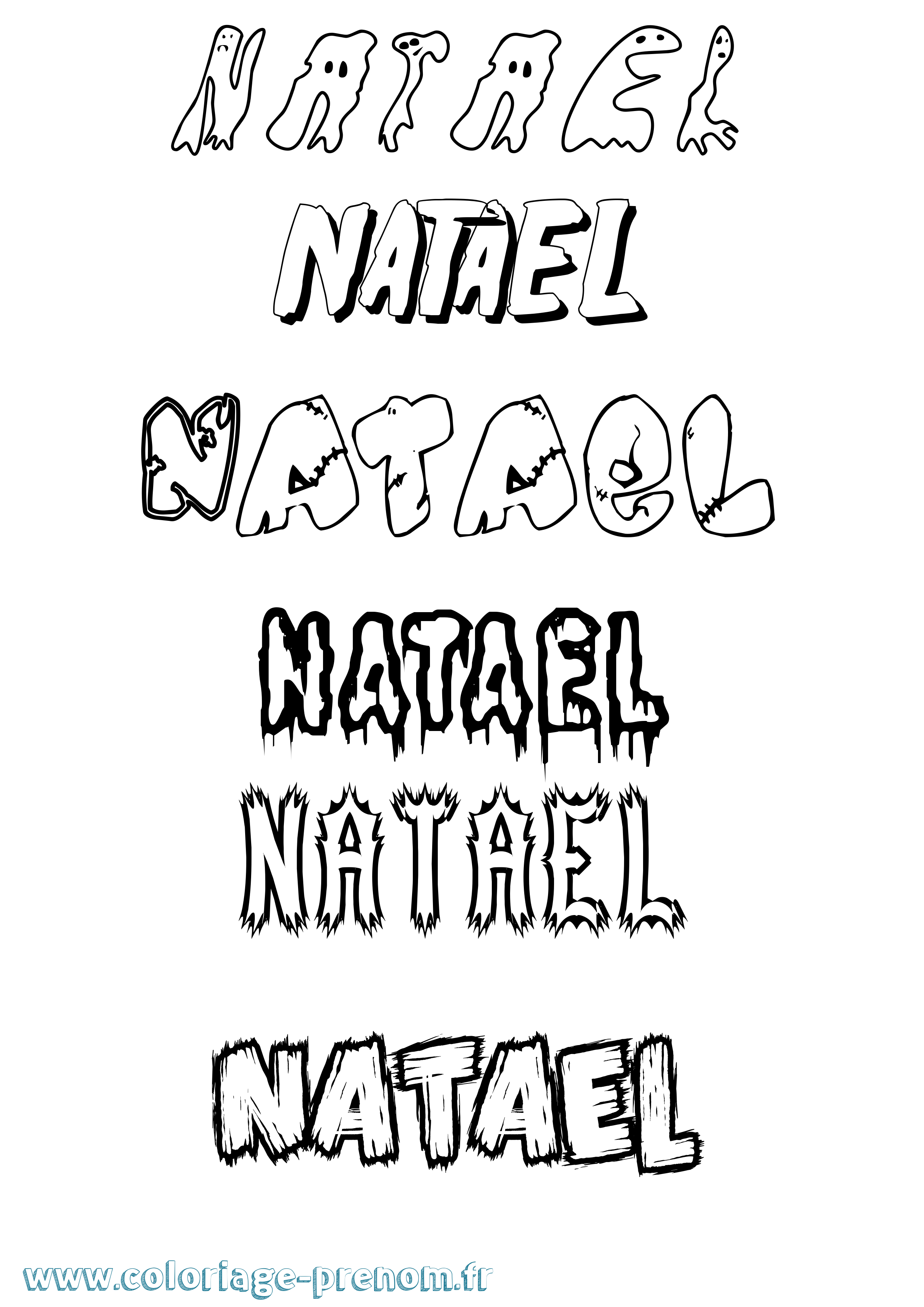 Coloriage prénom Natael Frisson