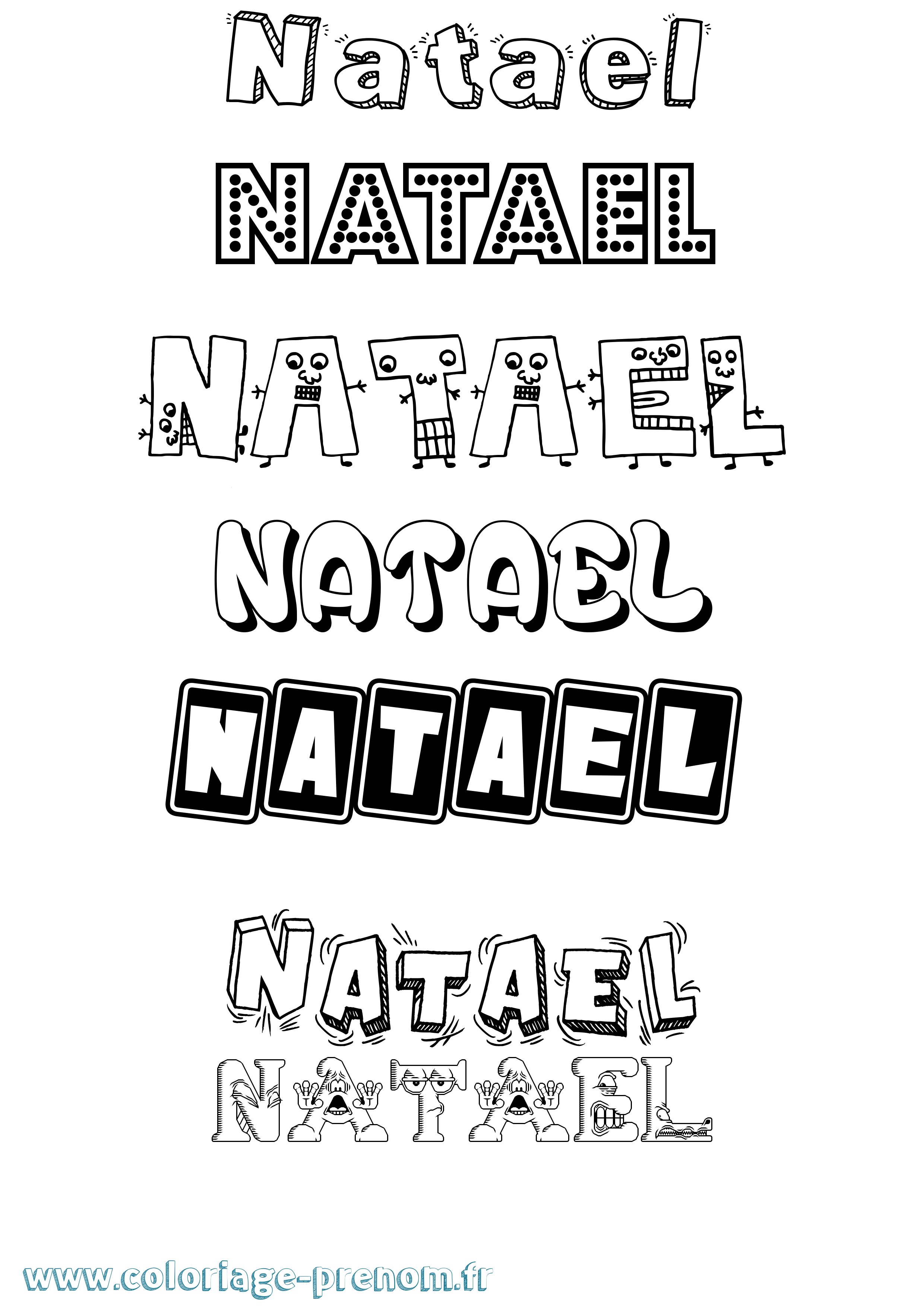Coloriage prénom Natael Fun