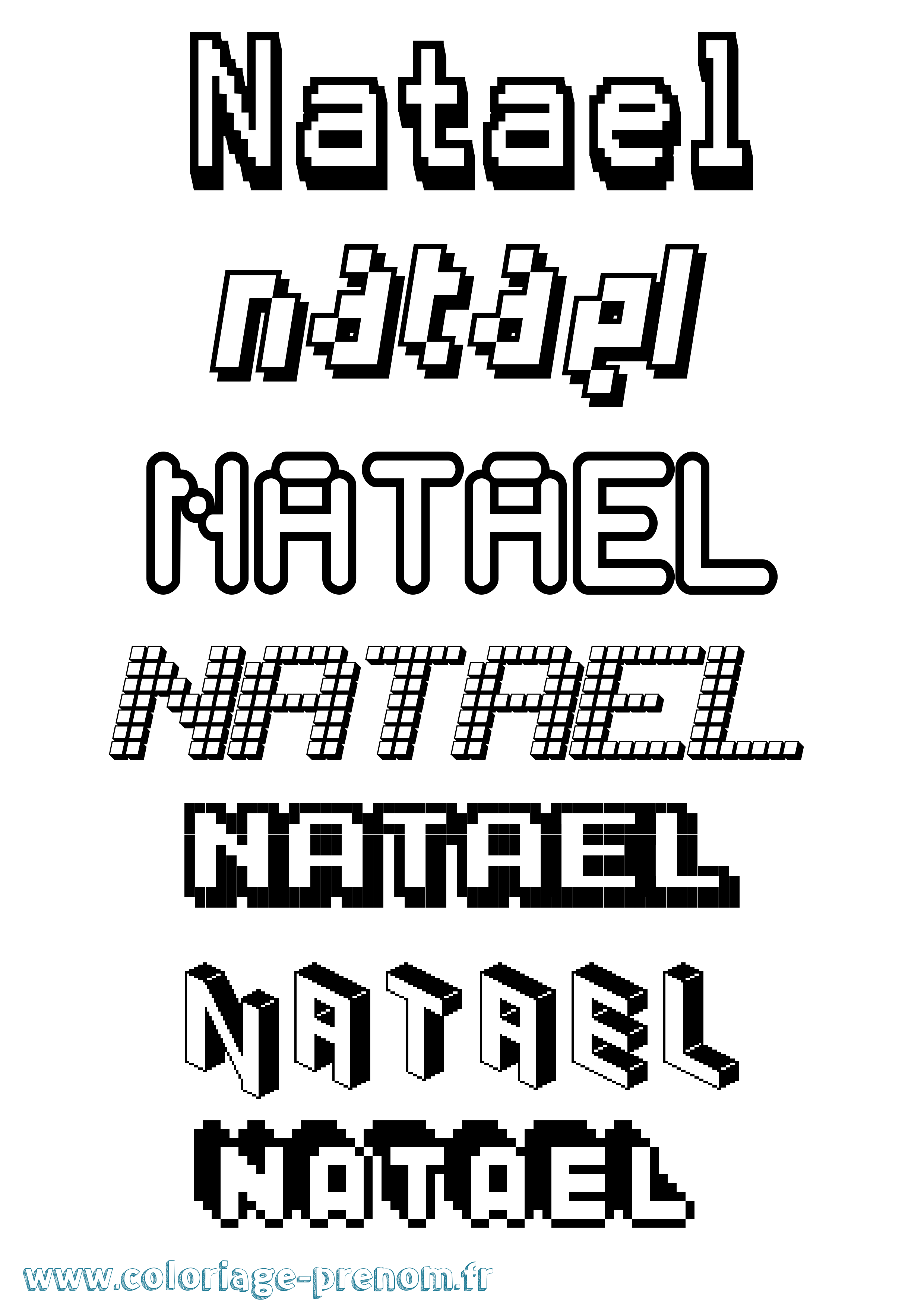 Coloriage prénom Natael Pixel
