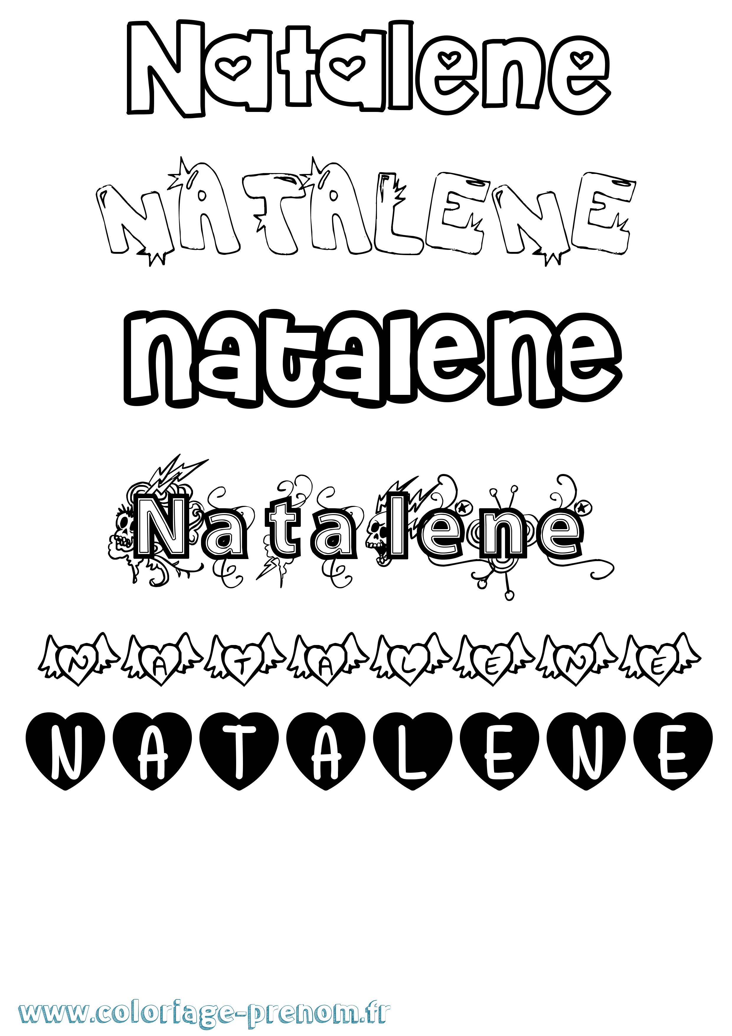 Coloriage prénom Natalene Girly