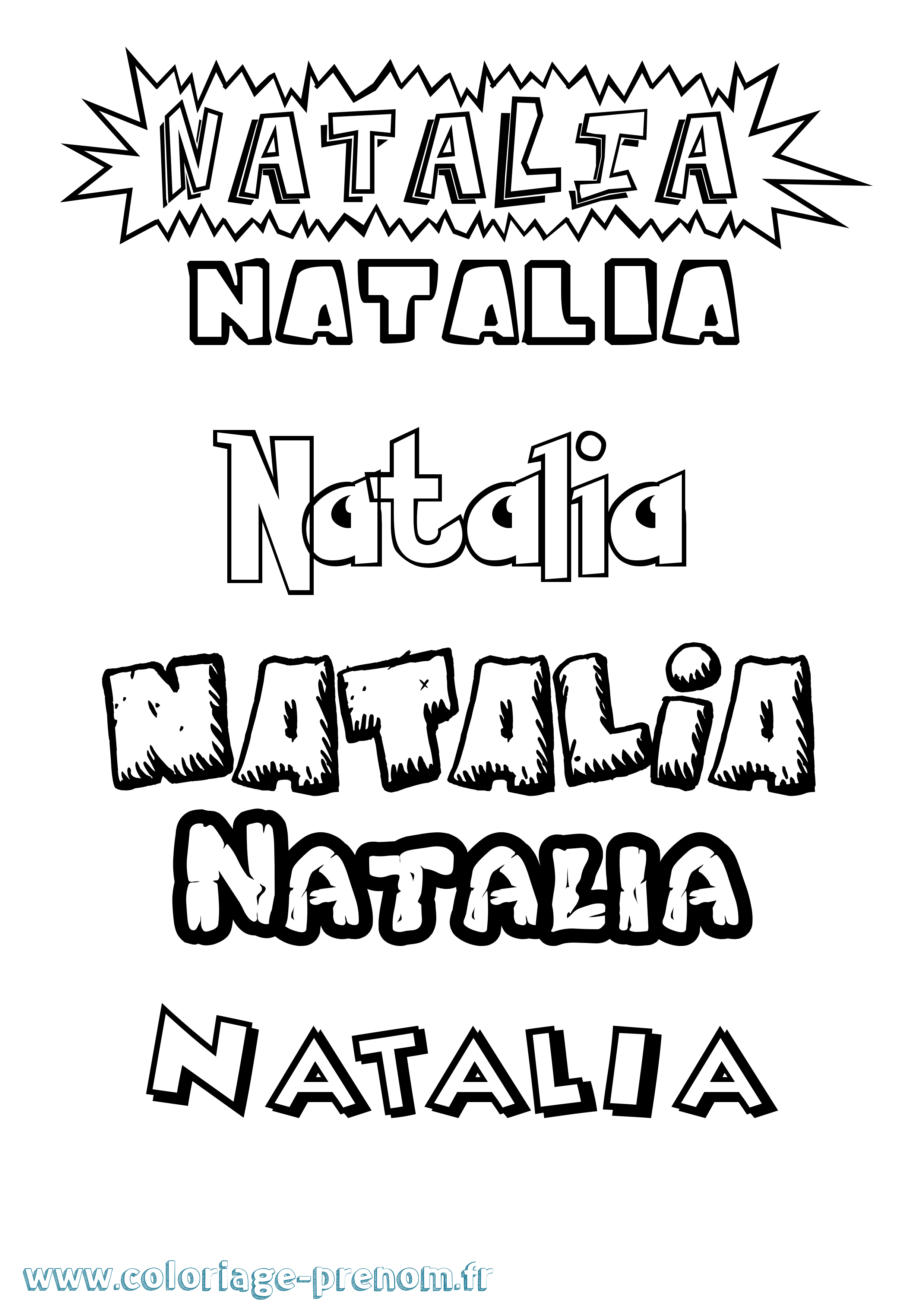 Coloriage prénom Natalia Dessin Animé