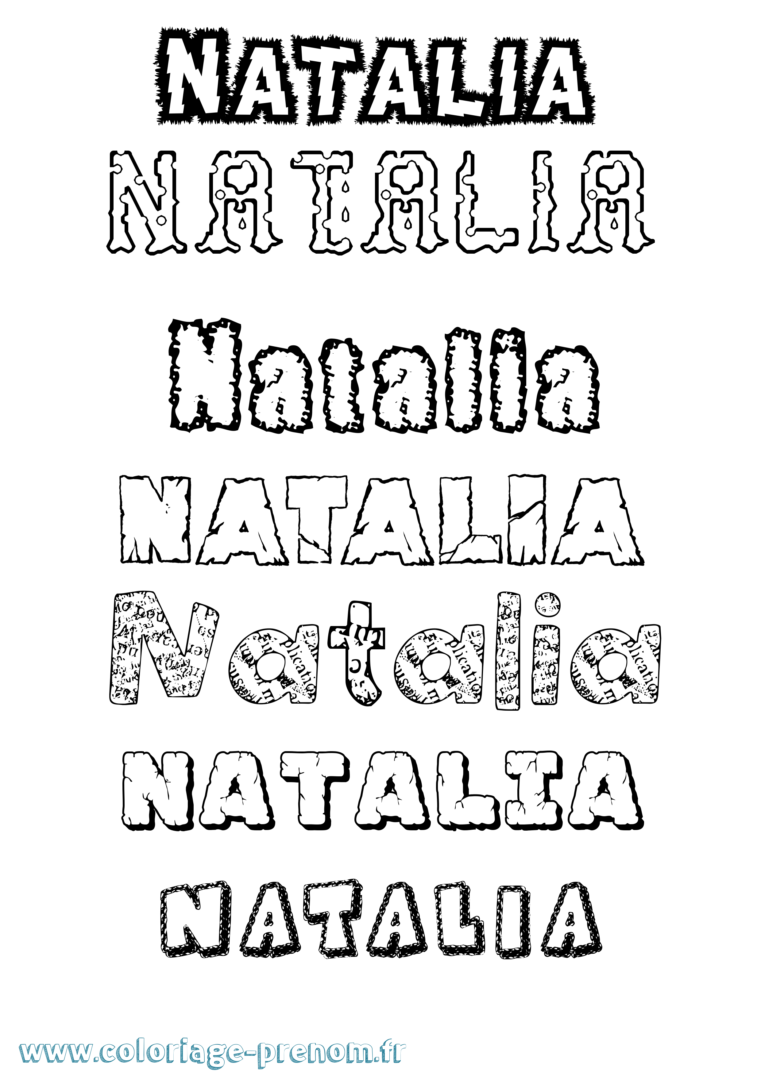 Coloriage prénom Natalia Destructuré