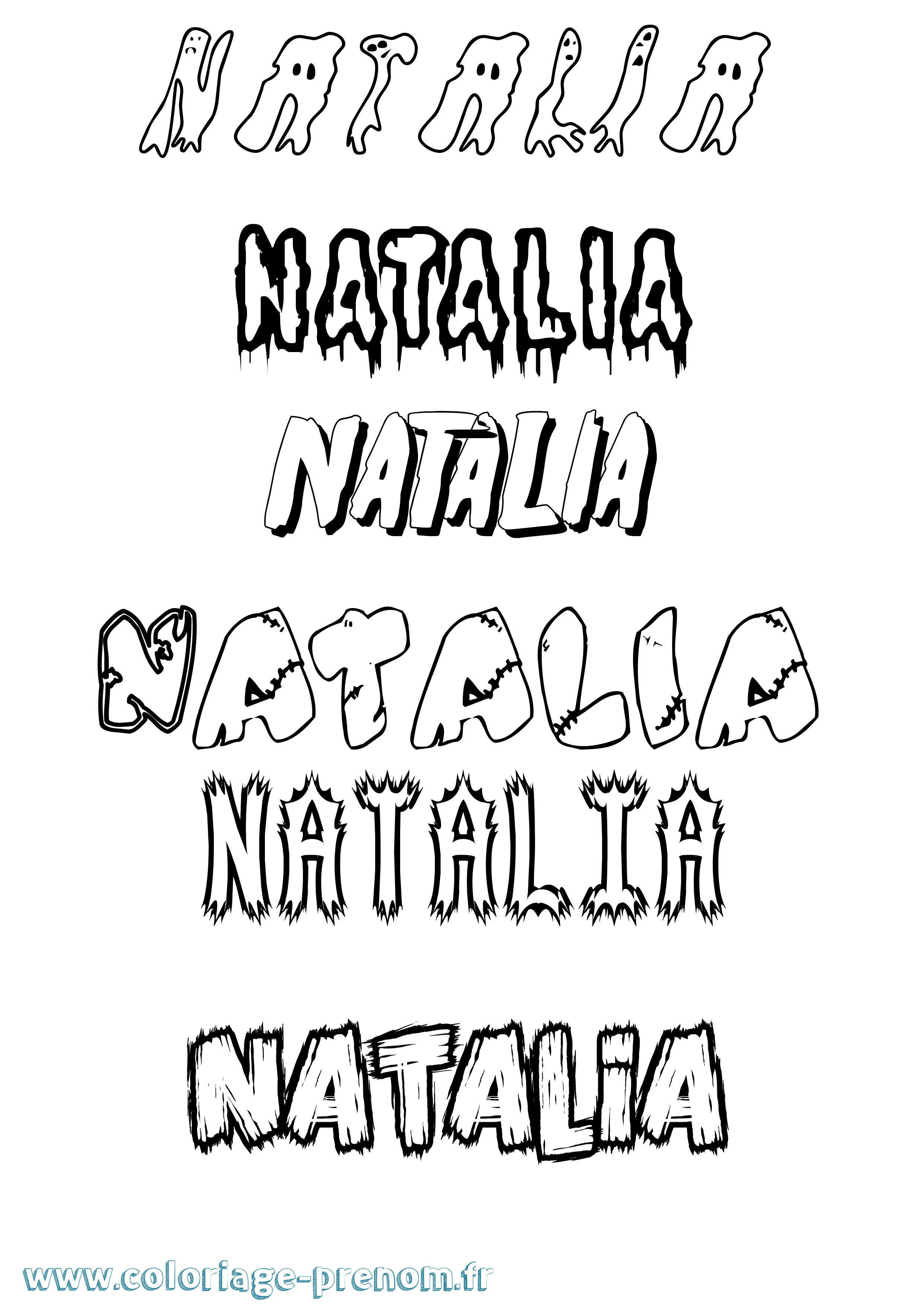 Coloriage prénom Natalia Frisson