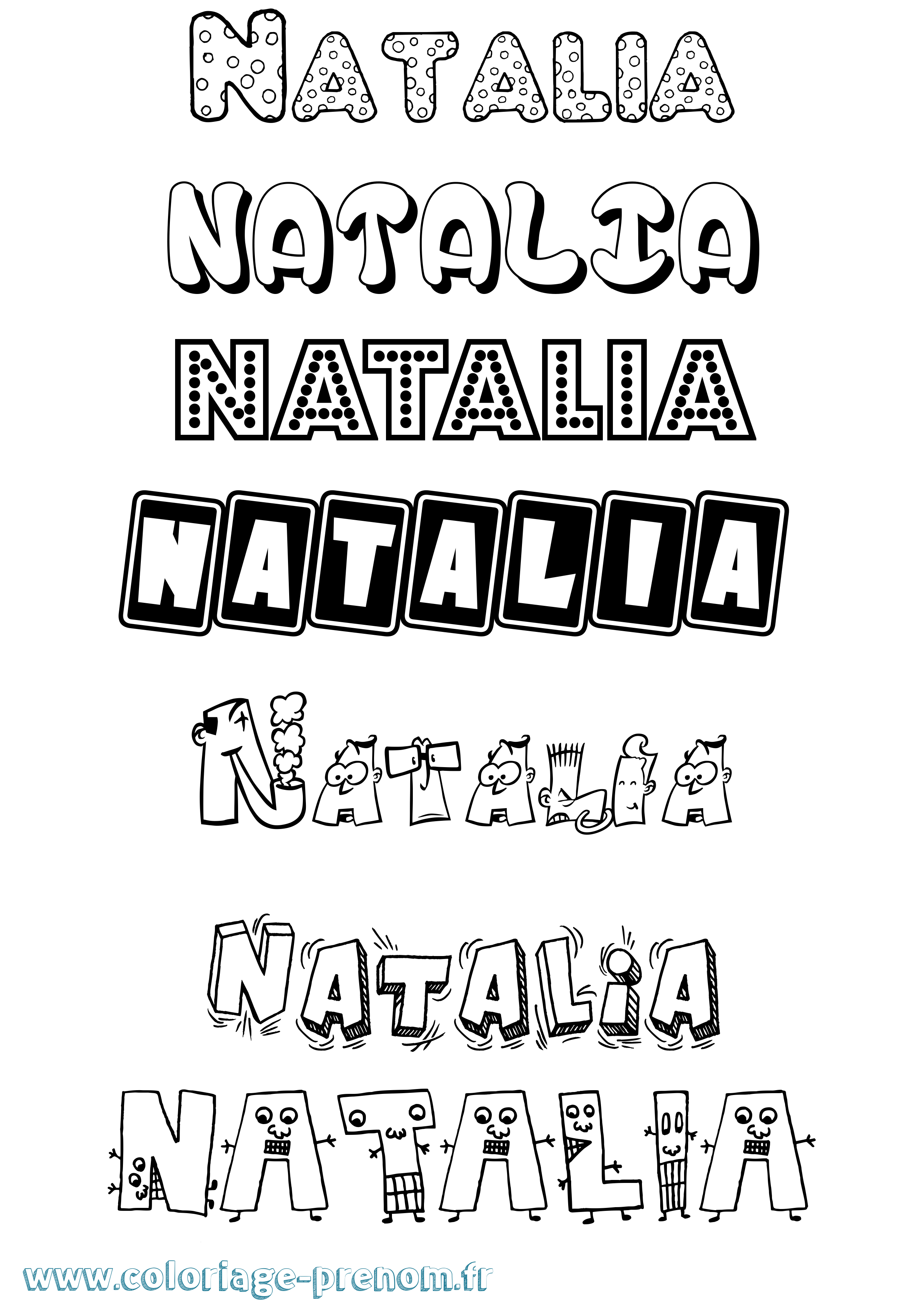Coloriage prénom Natalia Fun