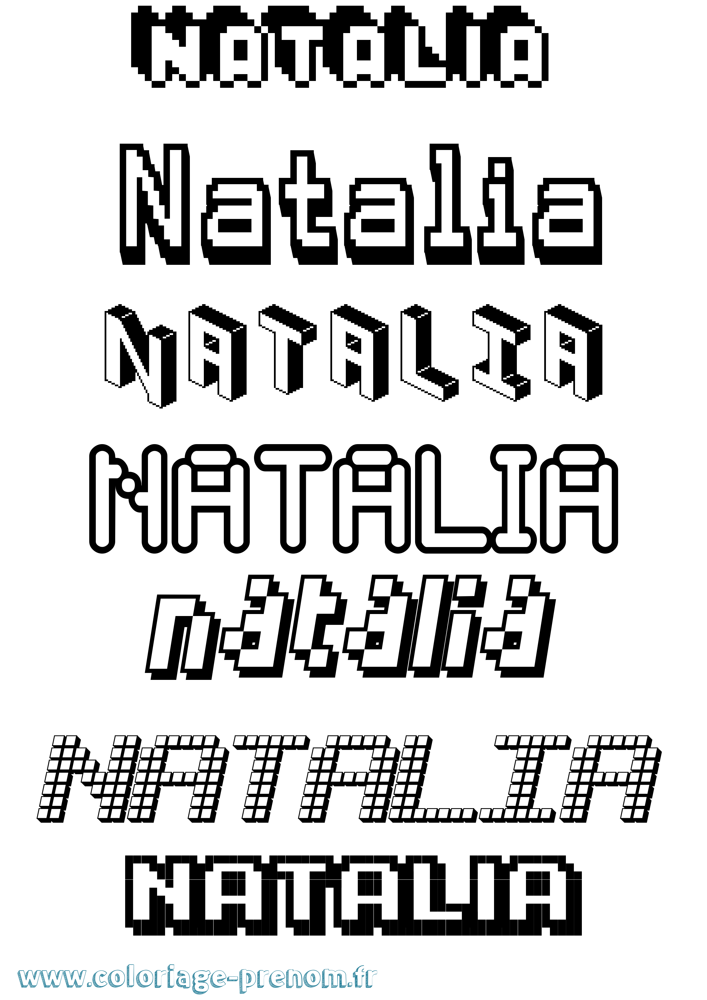 Coloriage prénom Natalia Pixel
