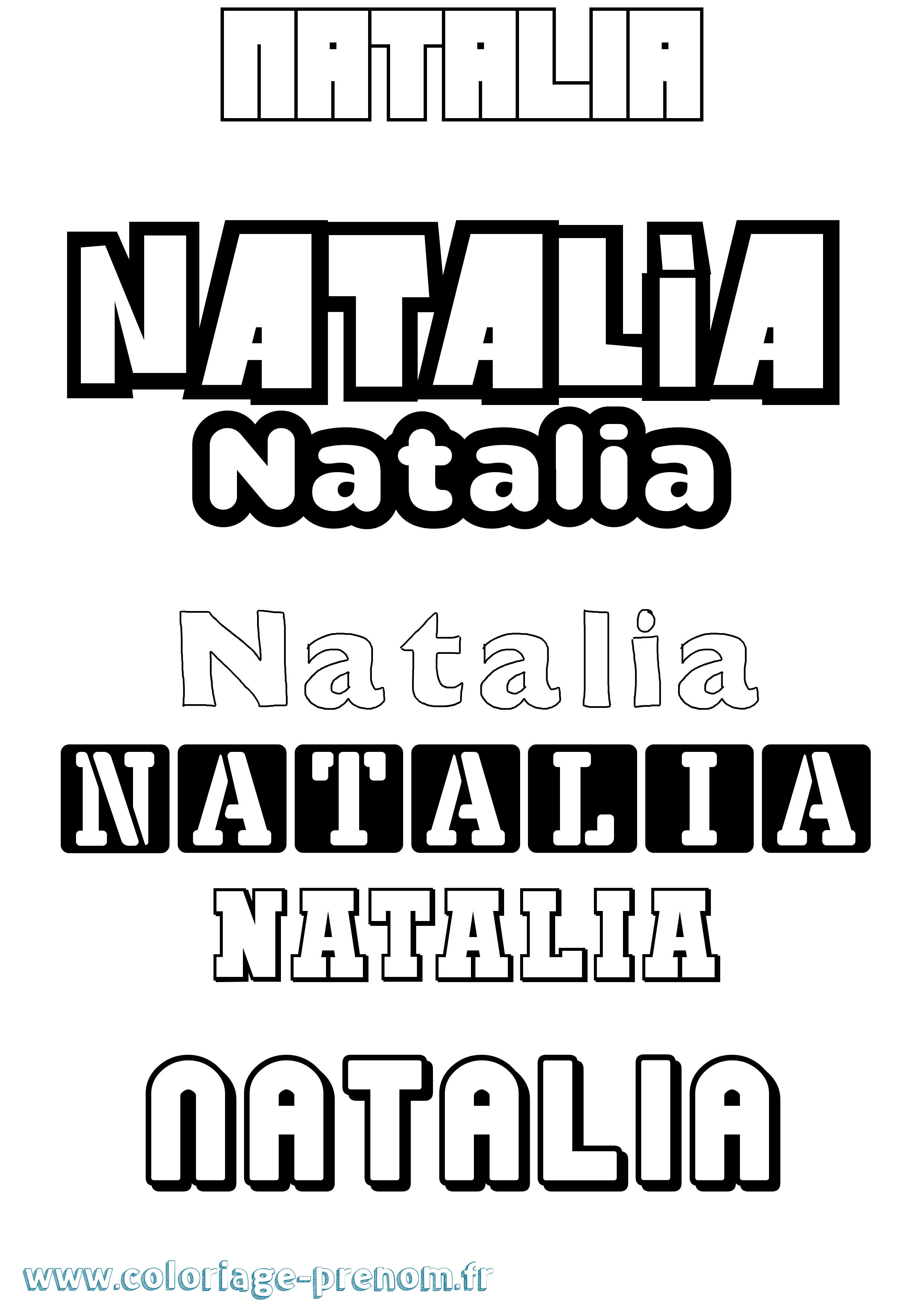 Coloriage prénom Natalia Simple