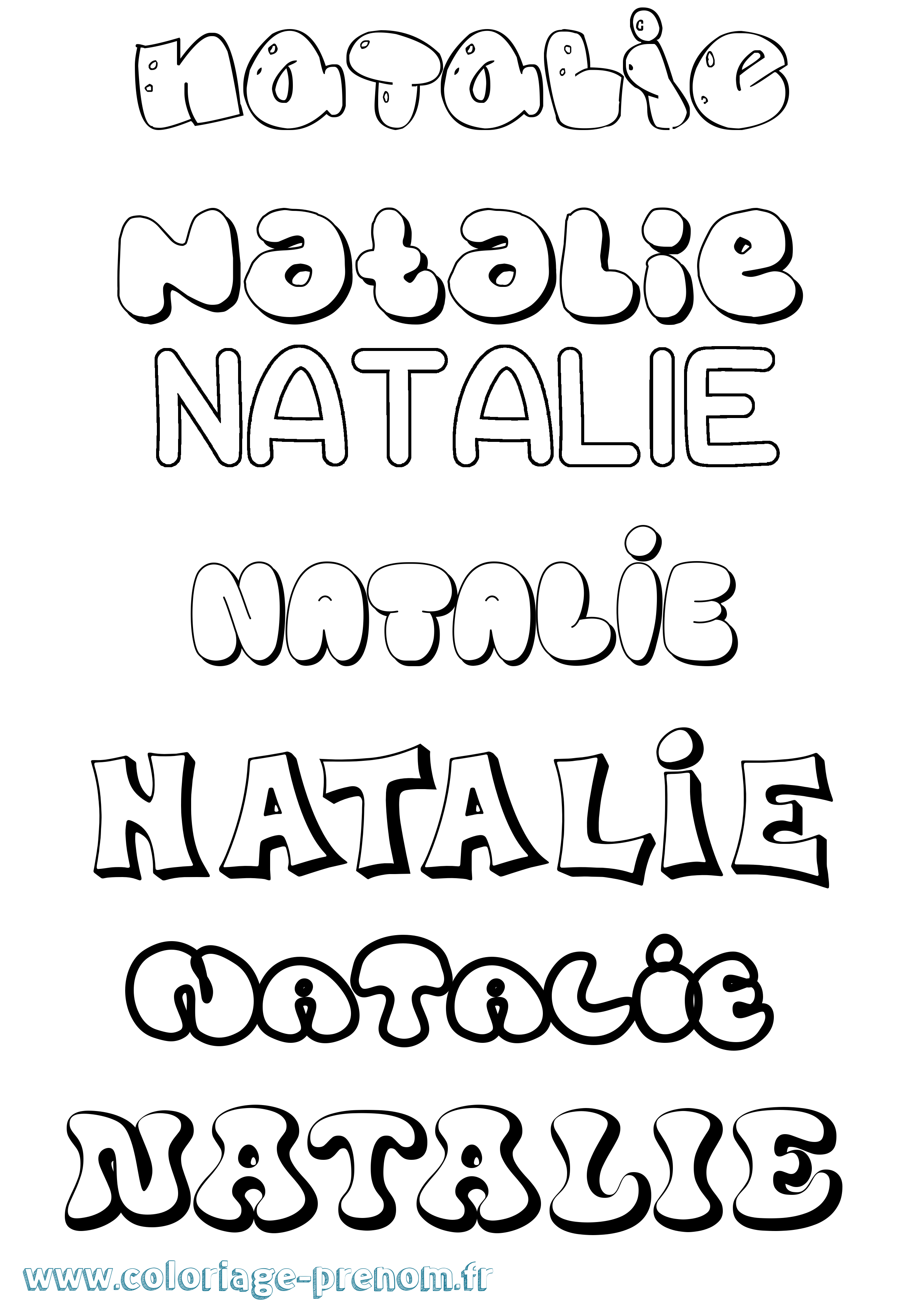 Coloriage prénom Natalie Bubble