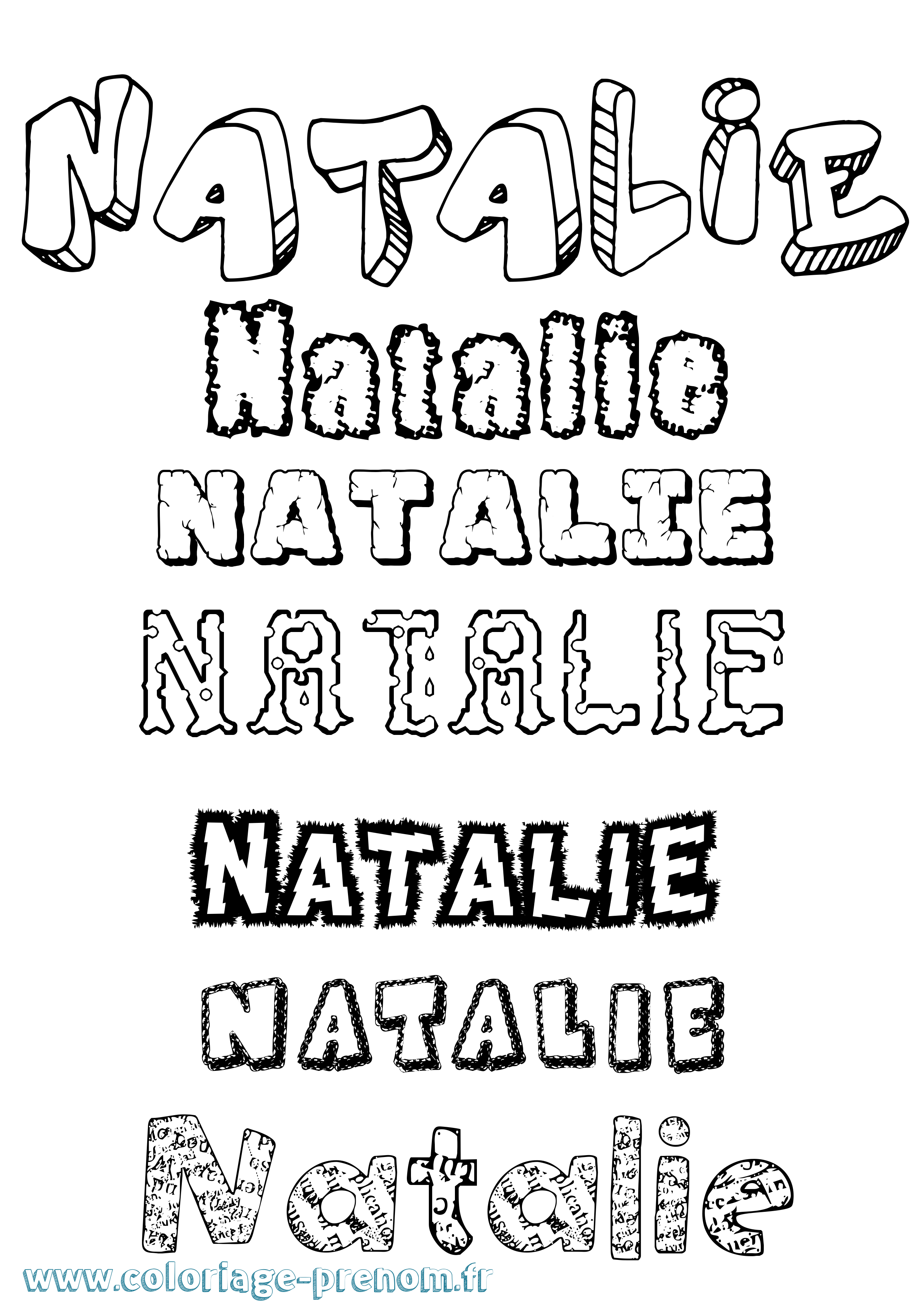 Coloriage prénom Natalie Destructuré