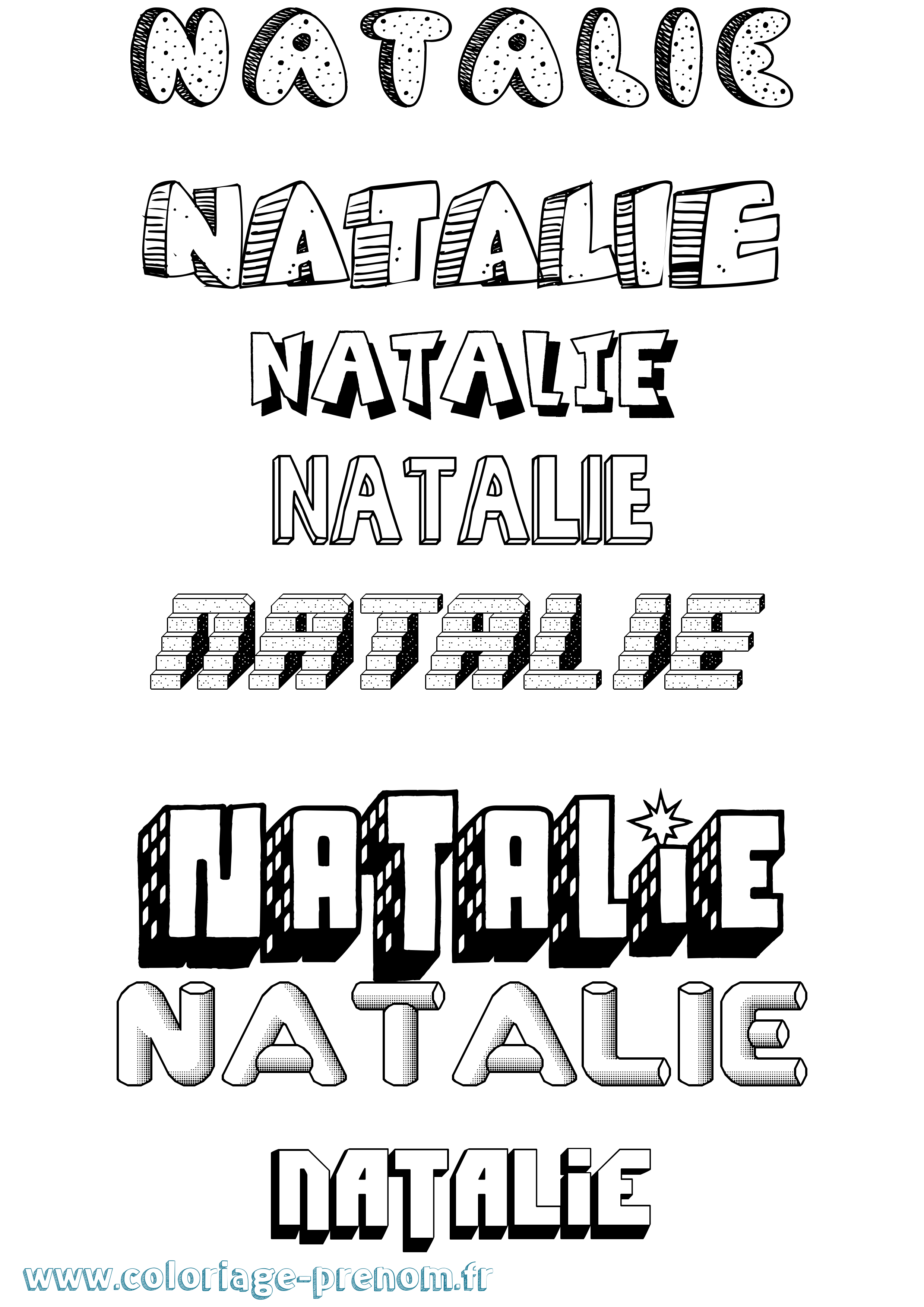 Coloriage prénom Natalie Effet 3D
