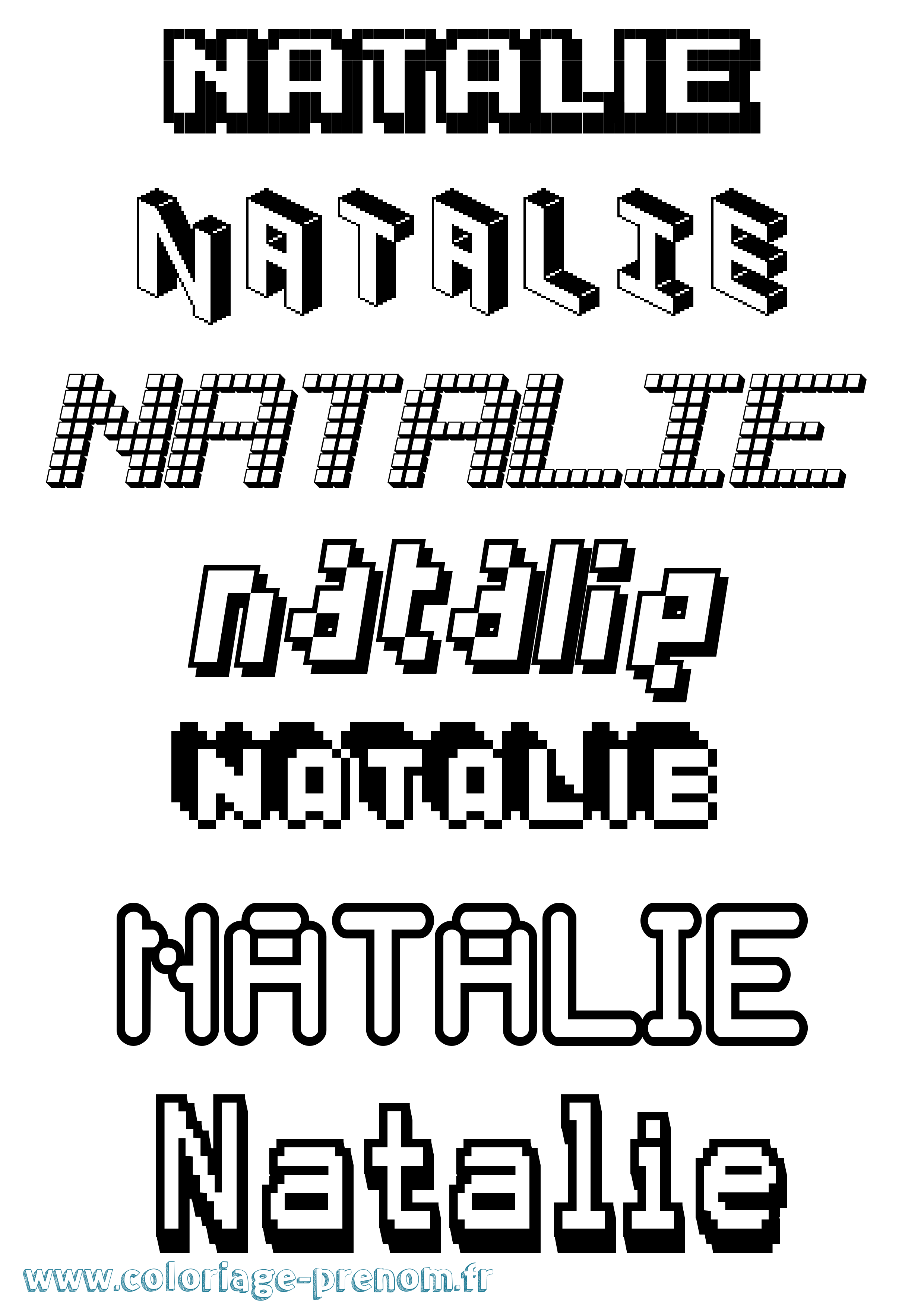 Coloriage prénom Natalie Pixel