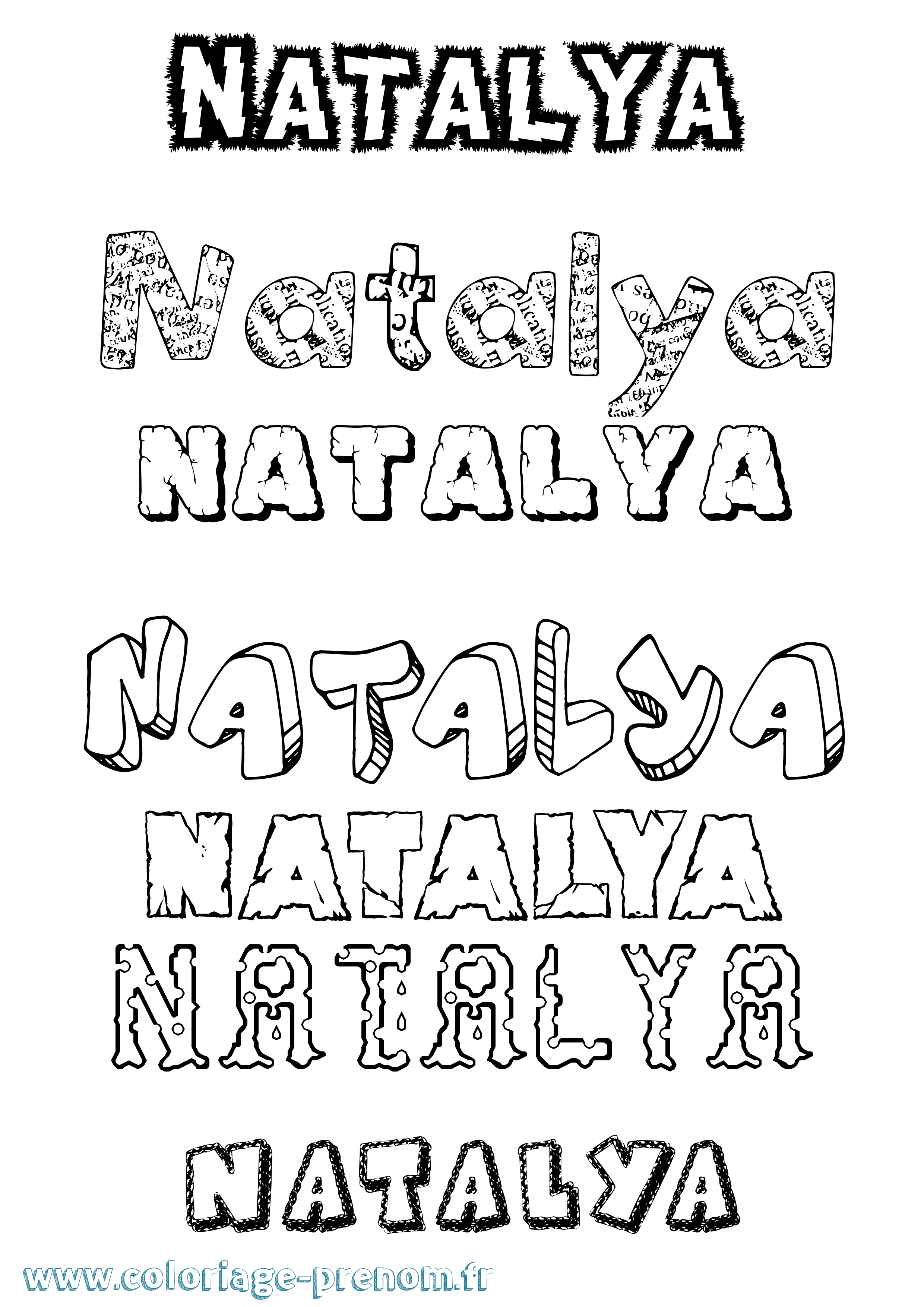 Coloriage prénom Natalya Destructuré