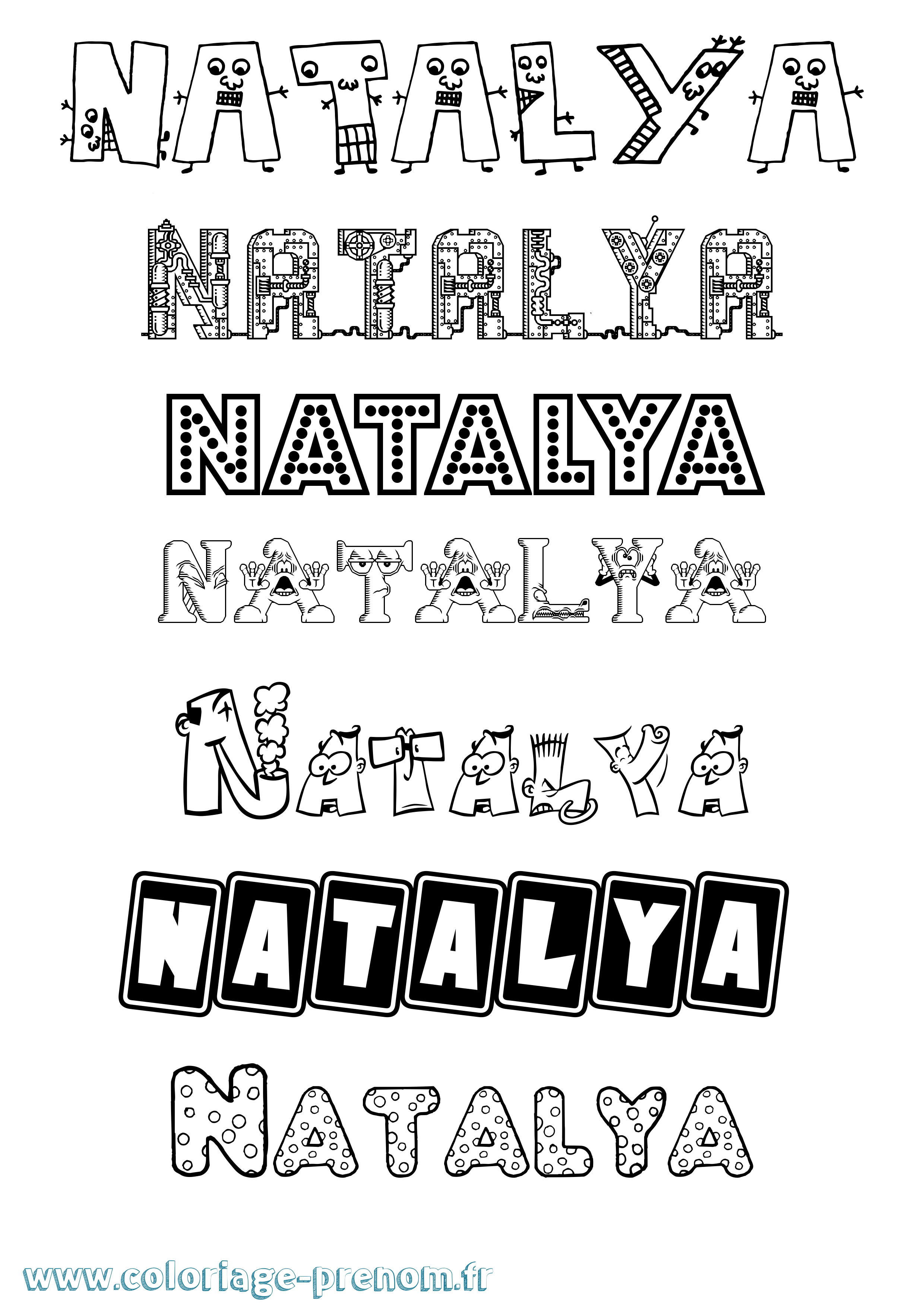 Coloriage prénom Natalya Fun