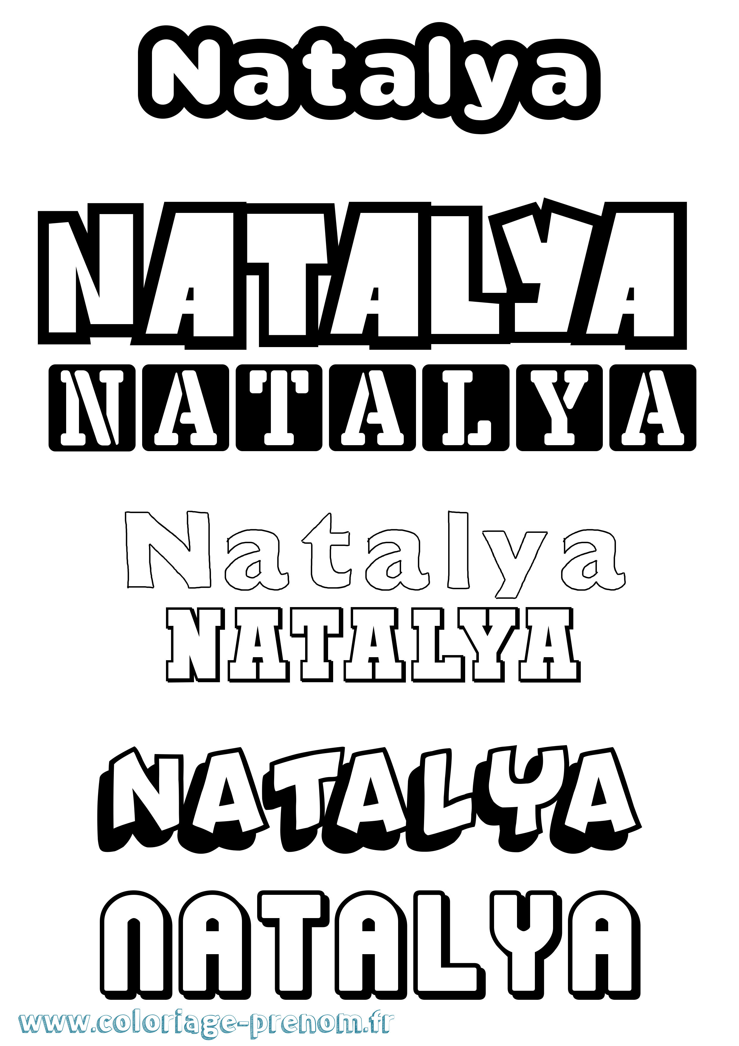 Coloriage prénom Natalya Simple