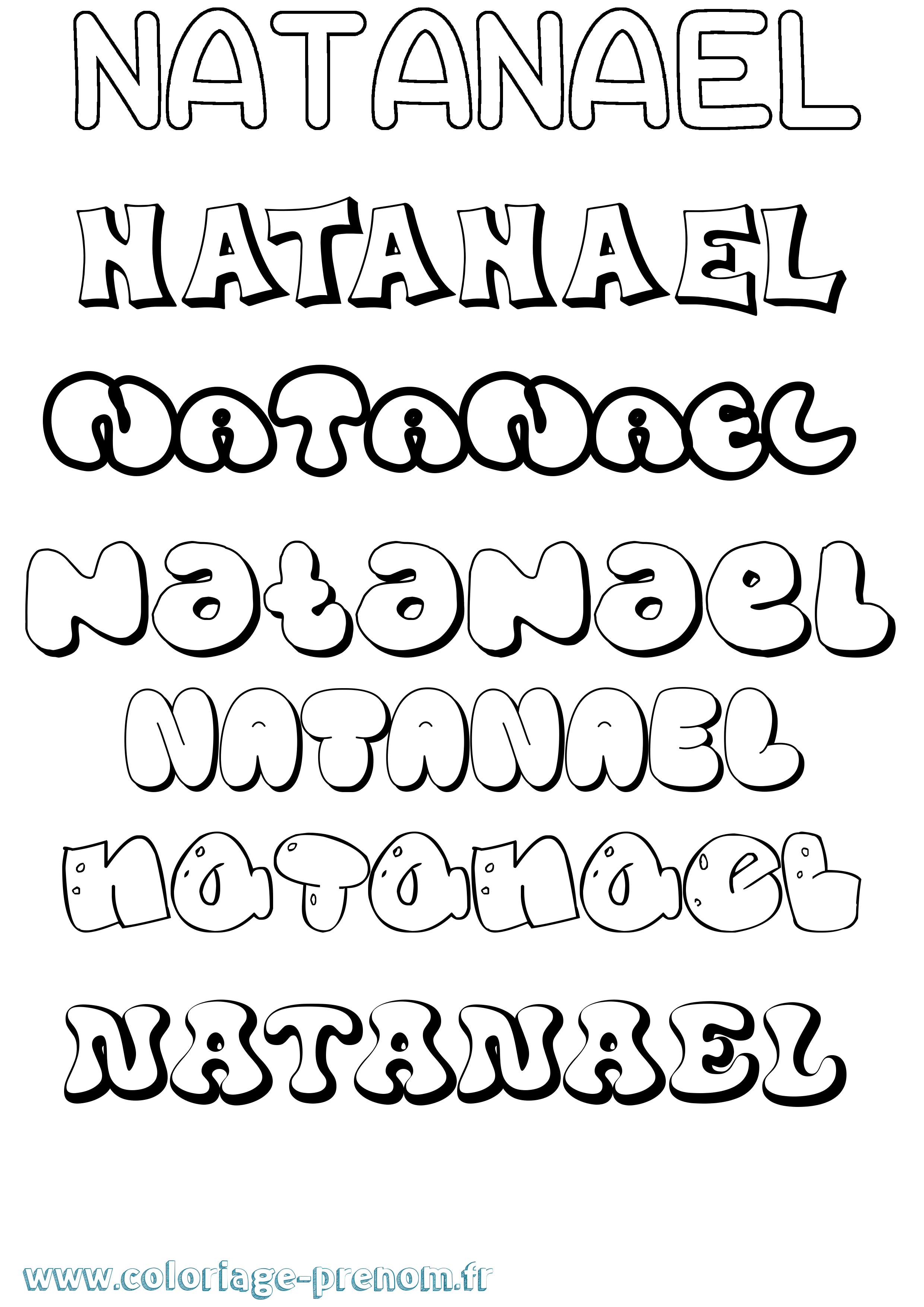 Coloriage prénom Natanael Bubble