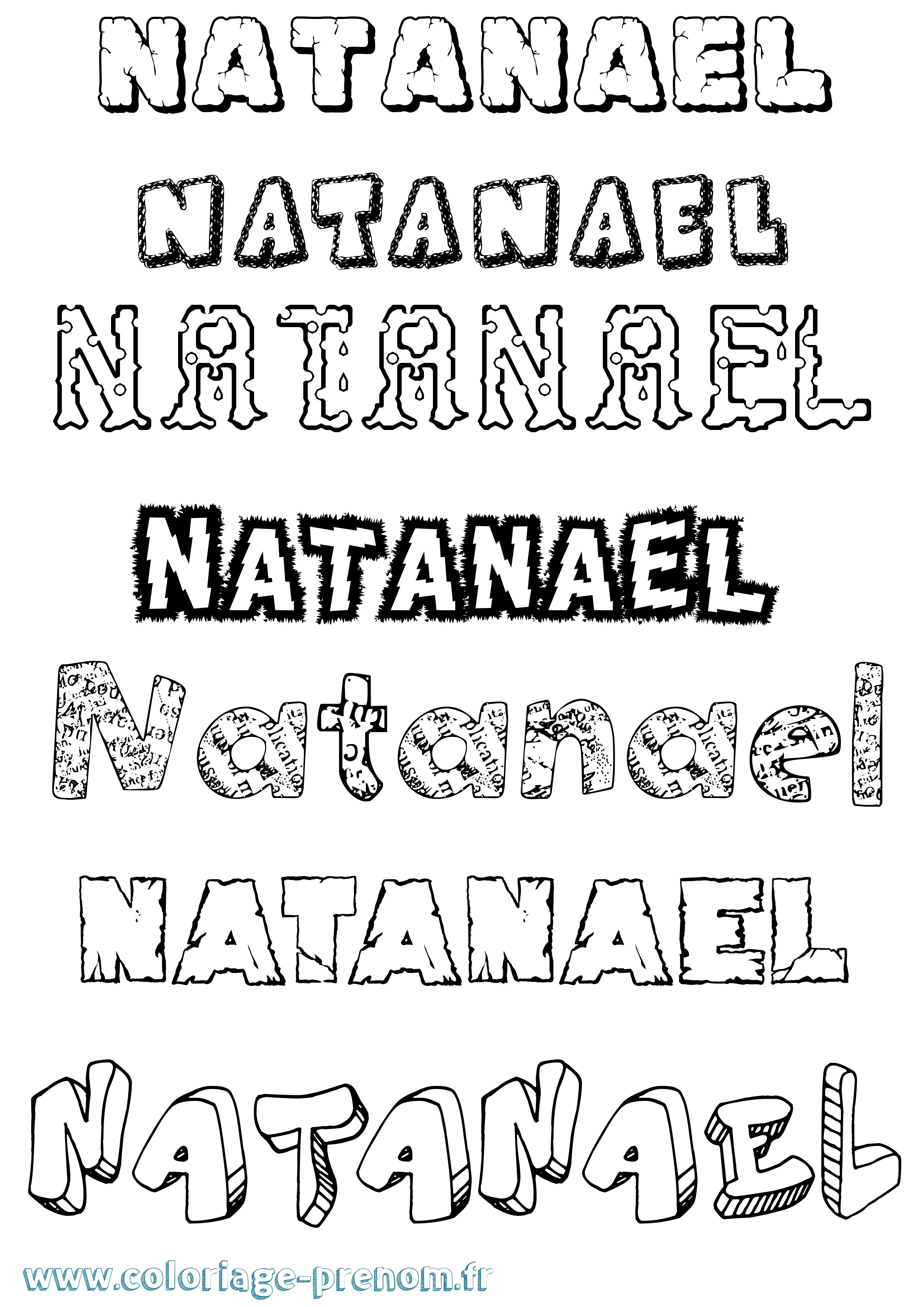 Coloriage prénom Natanael Destructuré