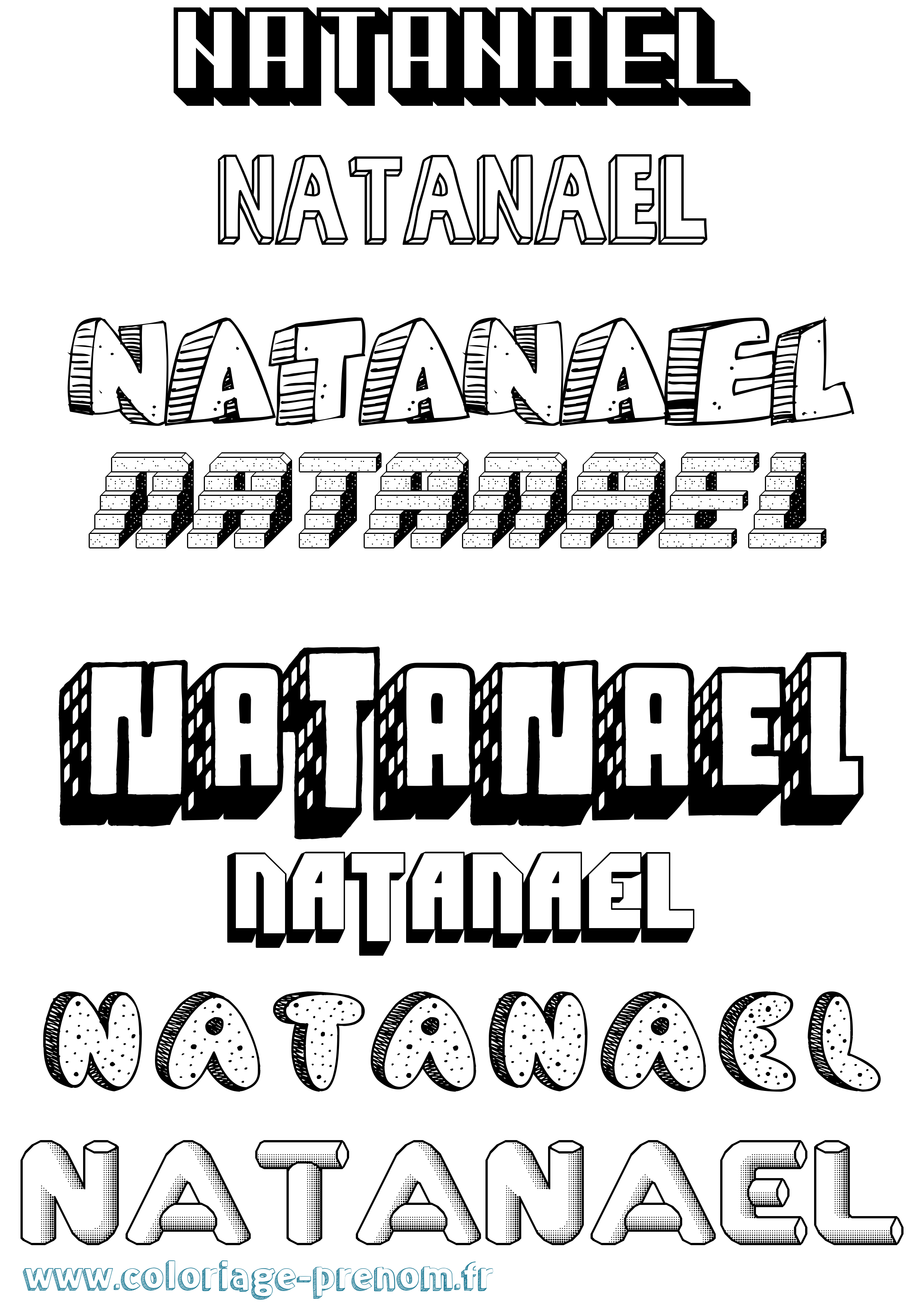 Coloriage prénom Natanael Effet 3D