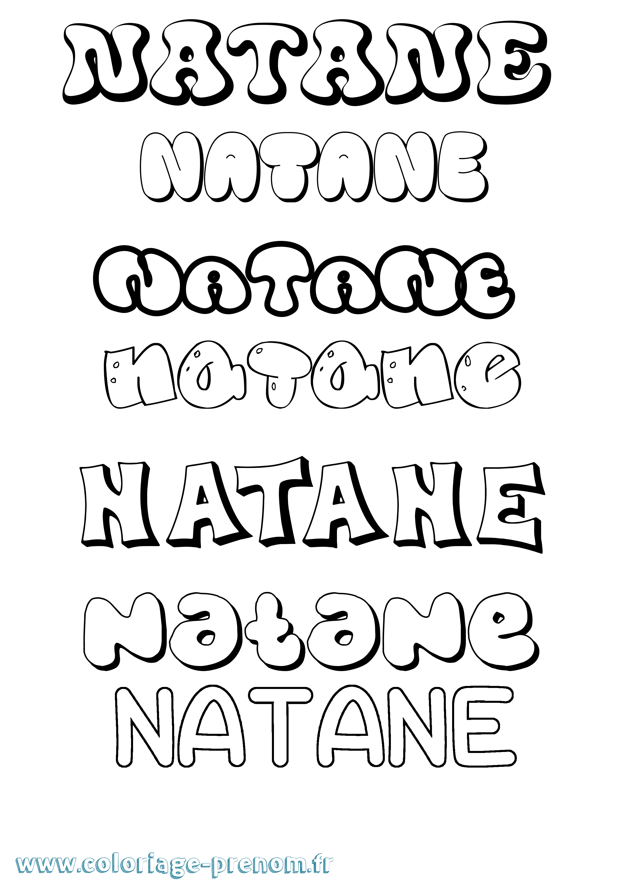 Coloriage prénom Natane Bubble