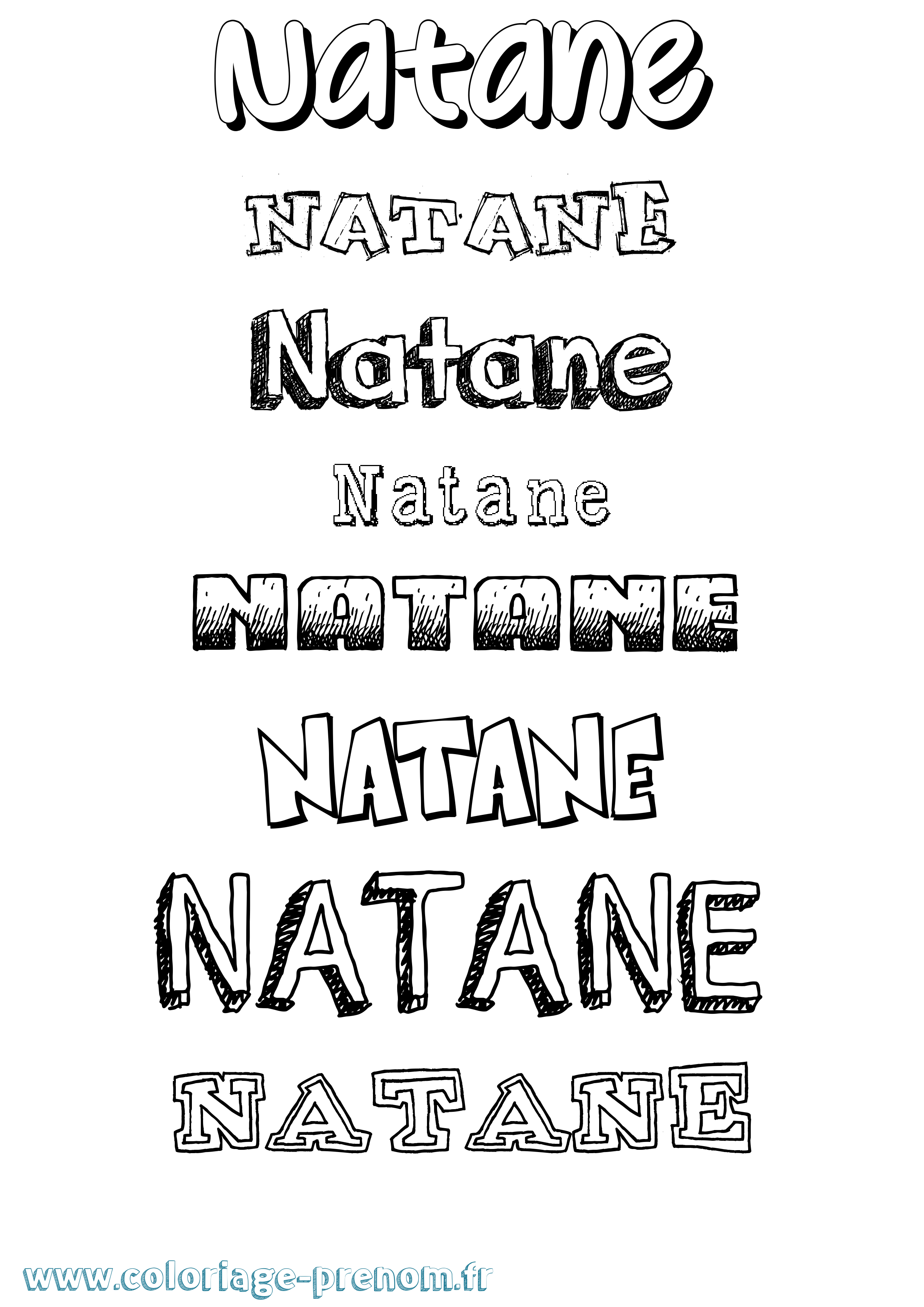Coloriage prénom Natane Dessiné