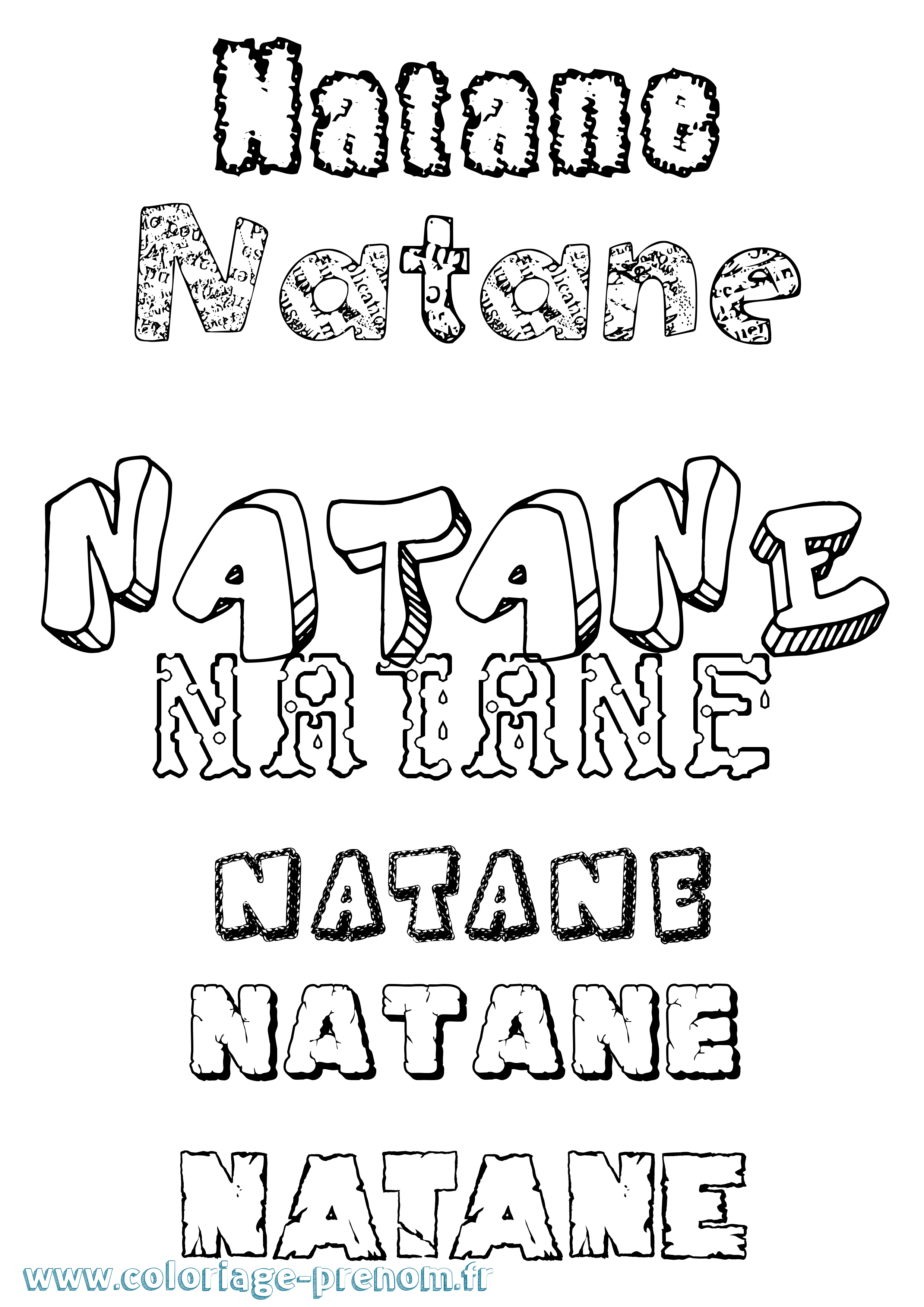 Coloriage prénom Natane Destructuré