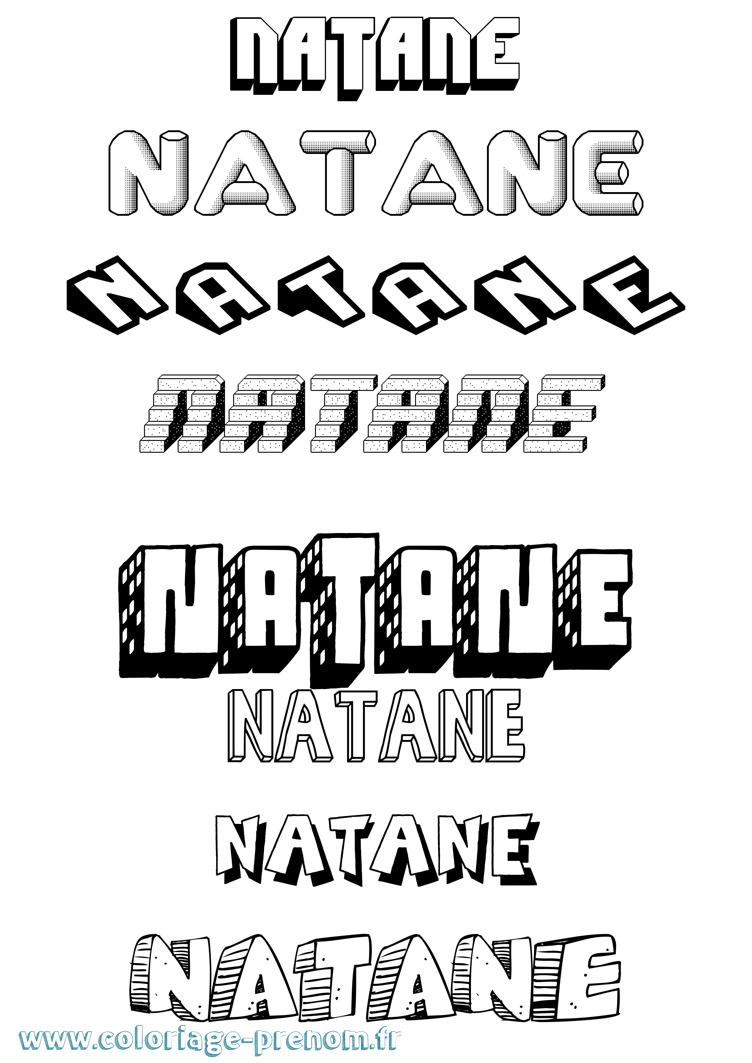 Coloriage prénom Natane Effet 3D